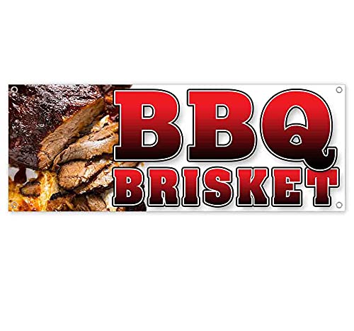 Premium 13 oz Heavy-Duty Vinyl BBQ Brisket Banner - Single-Sided with Rustproof Metal Grommets | Weatherproof Outdoor Sign for BBQ Competitions, Tailgating & Backyard Grilling Parties
