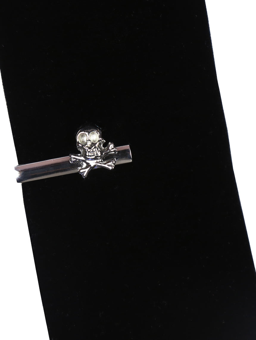 DÉCLIC Skull X Tie Bar - Silver Gothic Punk Tie Clip for Men - Perfect for Weddings, Parties & Formal Events