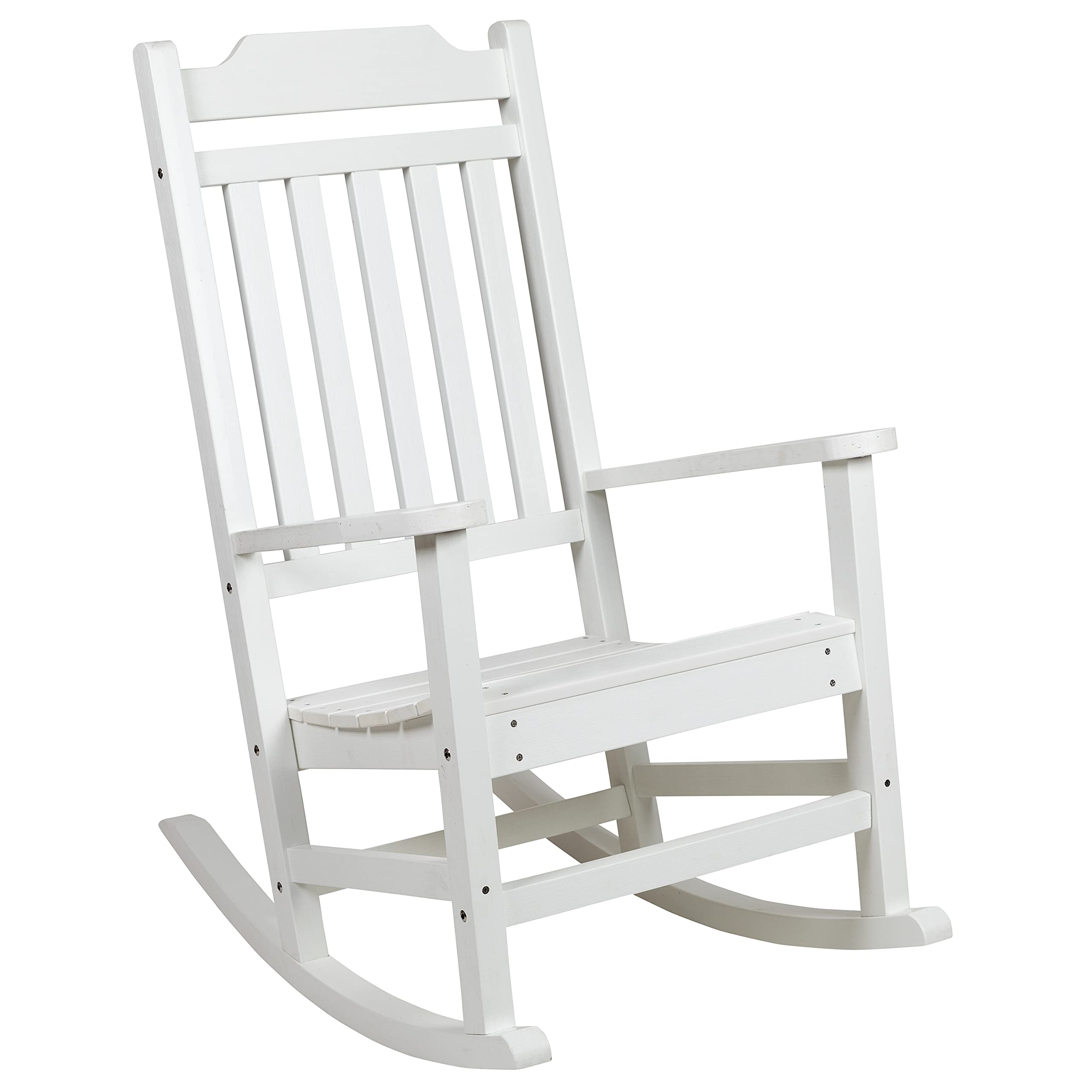 All-Weather Poly Resin Rocking Chair in White - Durable Outdoor Patio Furniture for Garden, Porch & Poolside Relaxation