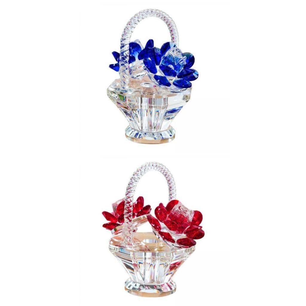 2X Crystal Bouquet Basket Sculpture - Elegant Home Decor for Bedroom, Wedding Centerpiece & Gift Idea | Perfect for Tabletop Display, Party Decorations & Romantic Ambiance