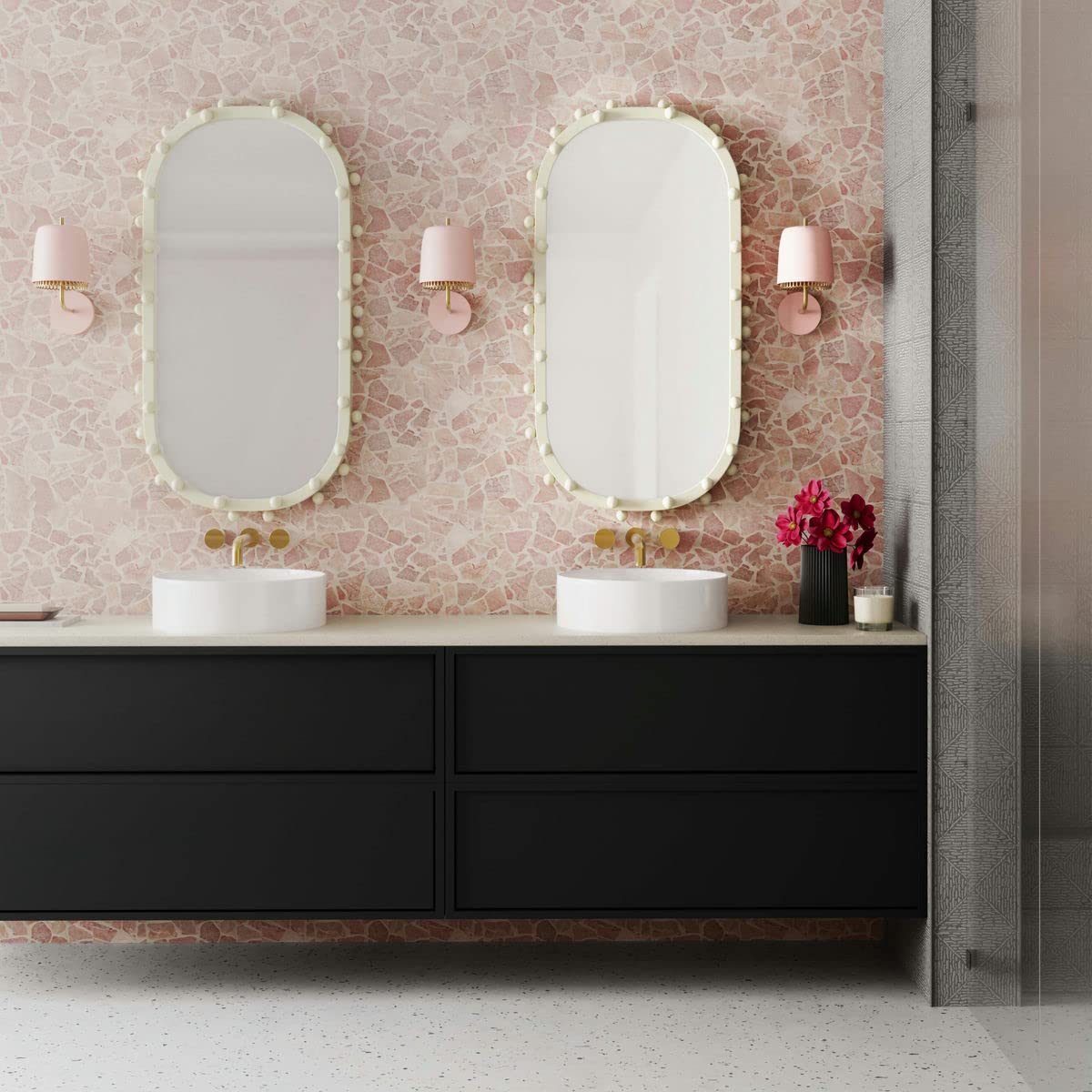 TOV Furniture Bubbles Ivory Large Oval Wall Mirror - 36