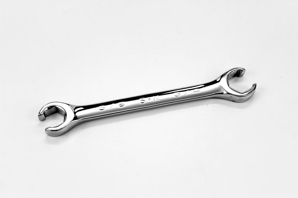 5/8 x 3/4 Fractional Regular Flare Nut Chrome Wrench - High Quality SAE Flare Nut Wrench Set for Automotive Brake Line and Fuel Line Repair - Perfect for Mechanics and DIY Car Maintenance