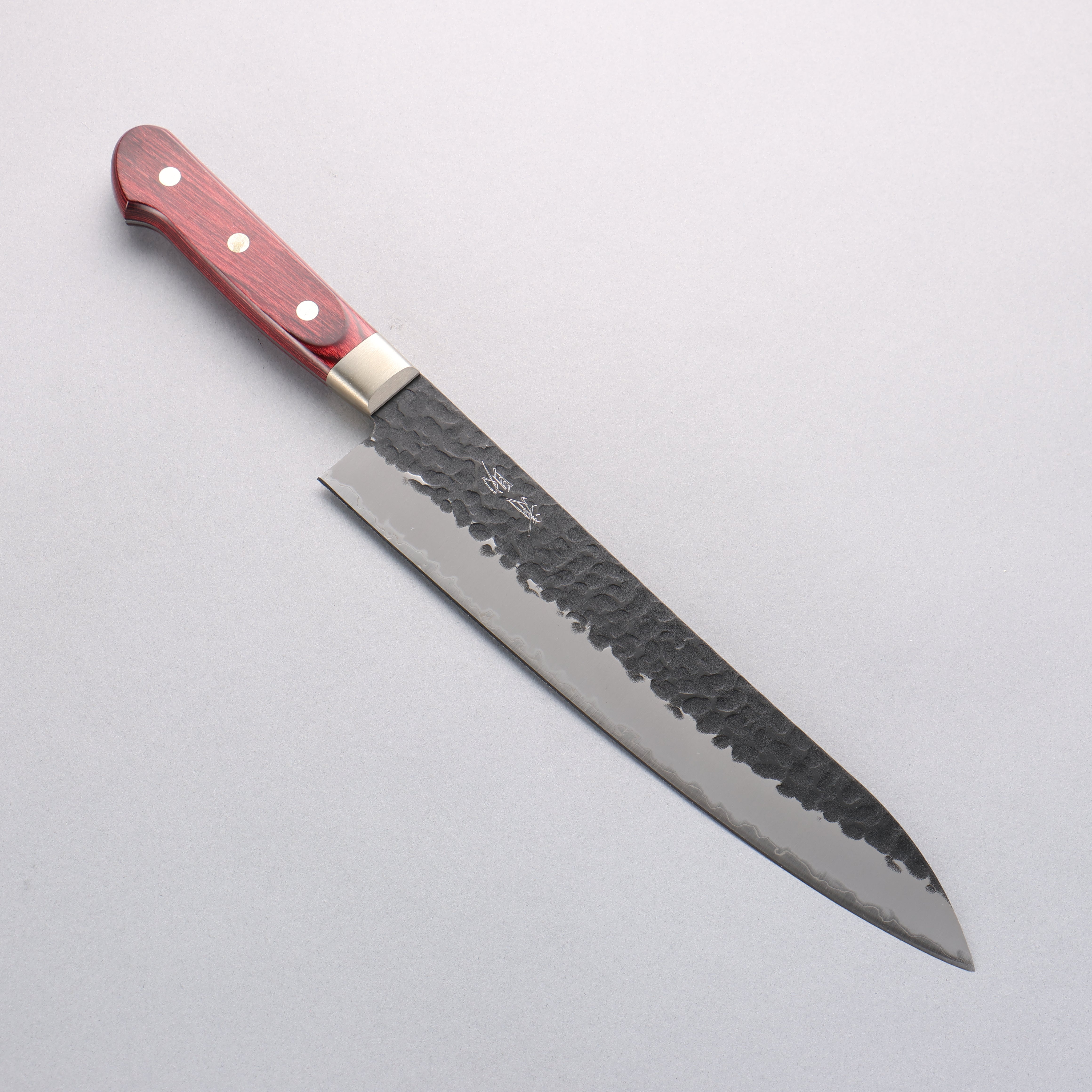 Seisuke Kurobeni Blue Super Hammered Kurouchi Gyuto 240mm Japanese Chef Knife with Red Pakka Wood Handle - Perfect for Sushi, Sashimi & Meat Cutting