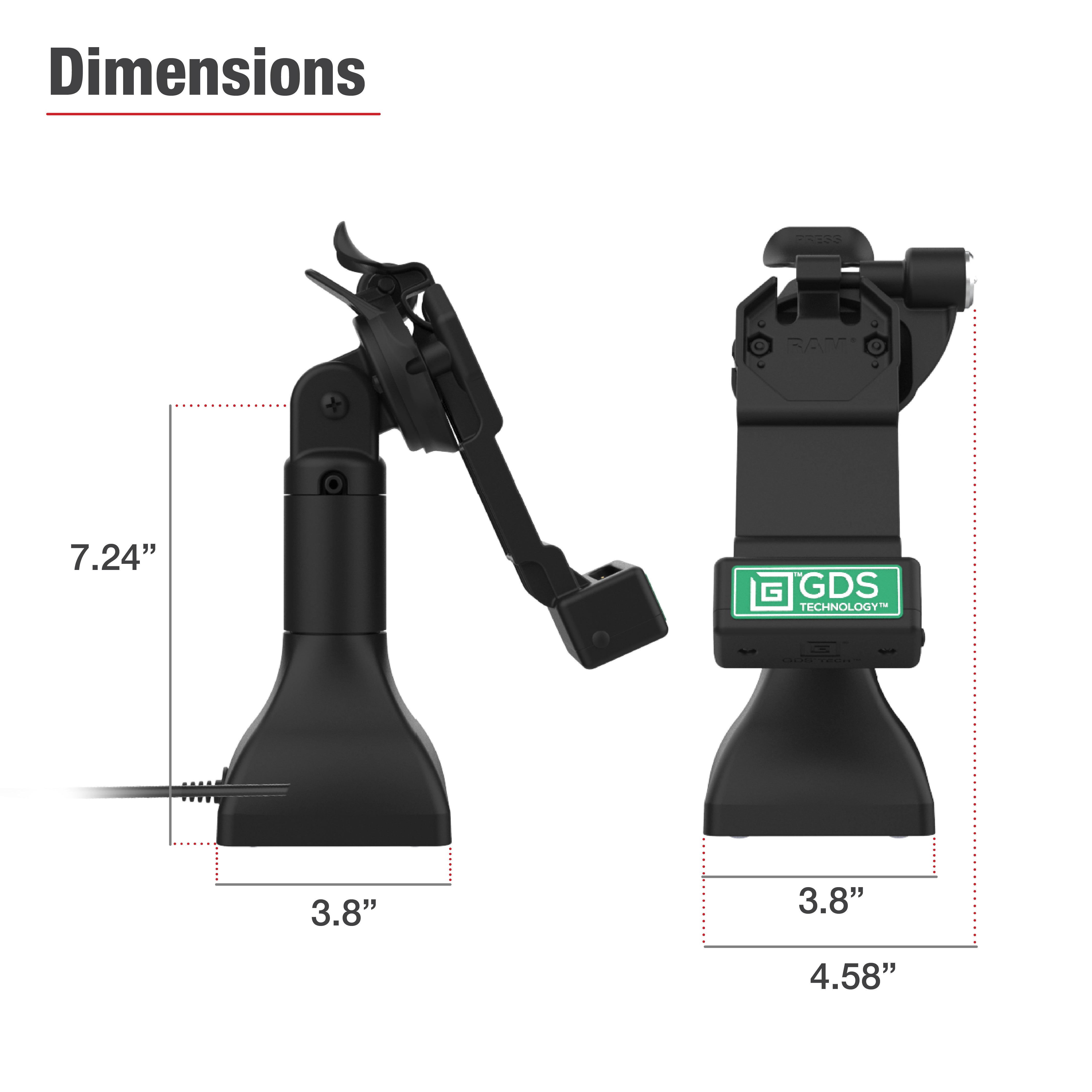 GDS® Uni Conn™ 7 Locking Pedestal Dock with PoE - Secure Network & Power Solution for Outdoor Environments (RAM GDS DOCKLR D11 7 U1E) - Ideal for Marine, RV & Industrial Applications