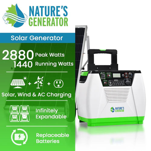 Nature's Generator Gold Solar Power System - Off-Grid Portable Generator for Home, Camping & Emergency Backup Power