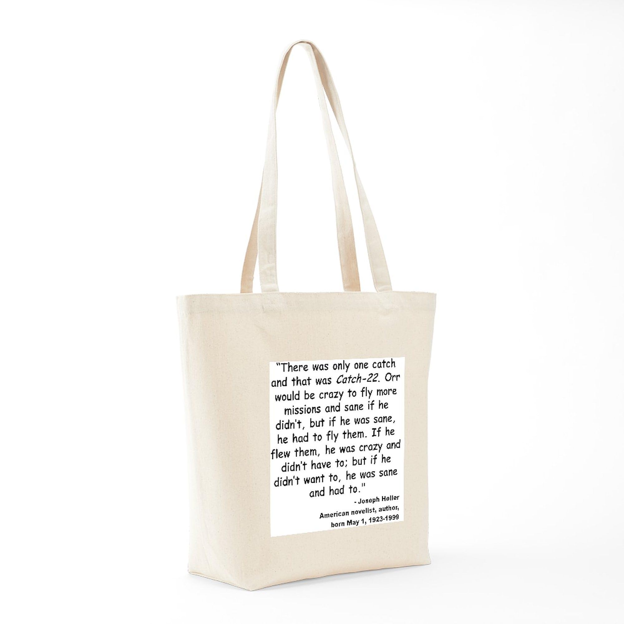 CafePress Heller Catch 22 Quote Tote Bag - Natural Canvas Reusable Shopping Bag for Groceries, Books & Beach