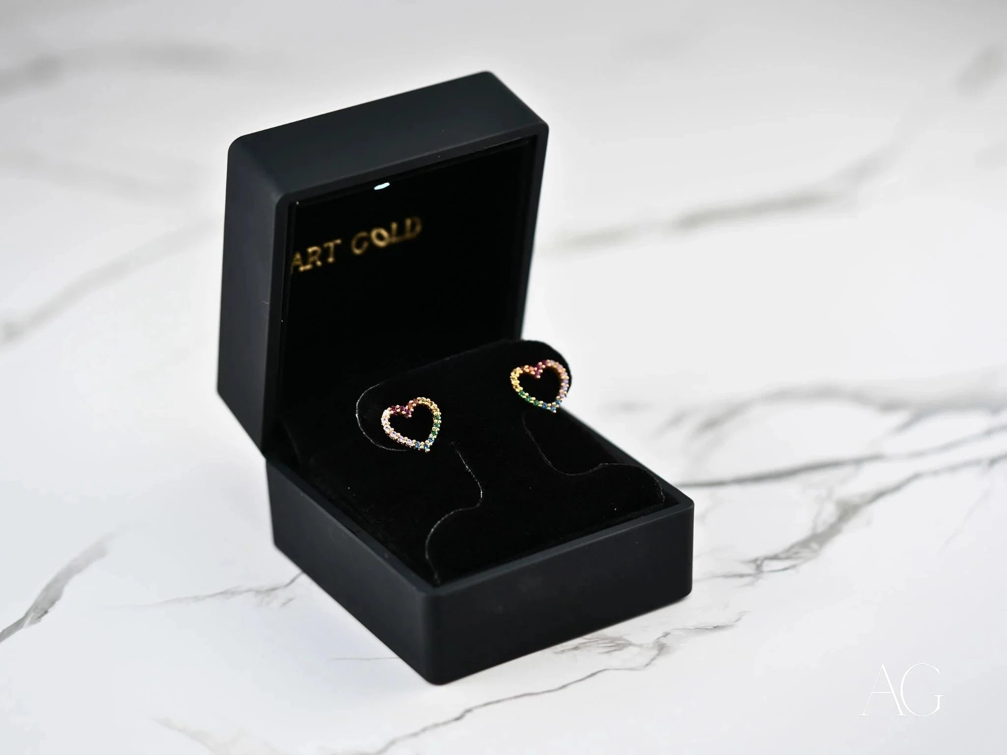 18k Gold CZ Multicolor Heart Earrings for Women - Rainbow Heart Stud Earrings - Perfect Gift for Valentine's Day, Anniversary & Birthday - Elegant Jewelry for Daily Wear & Special Occasions