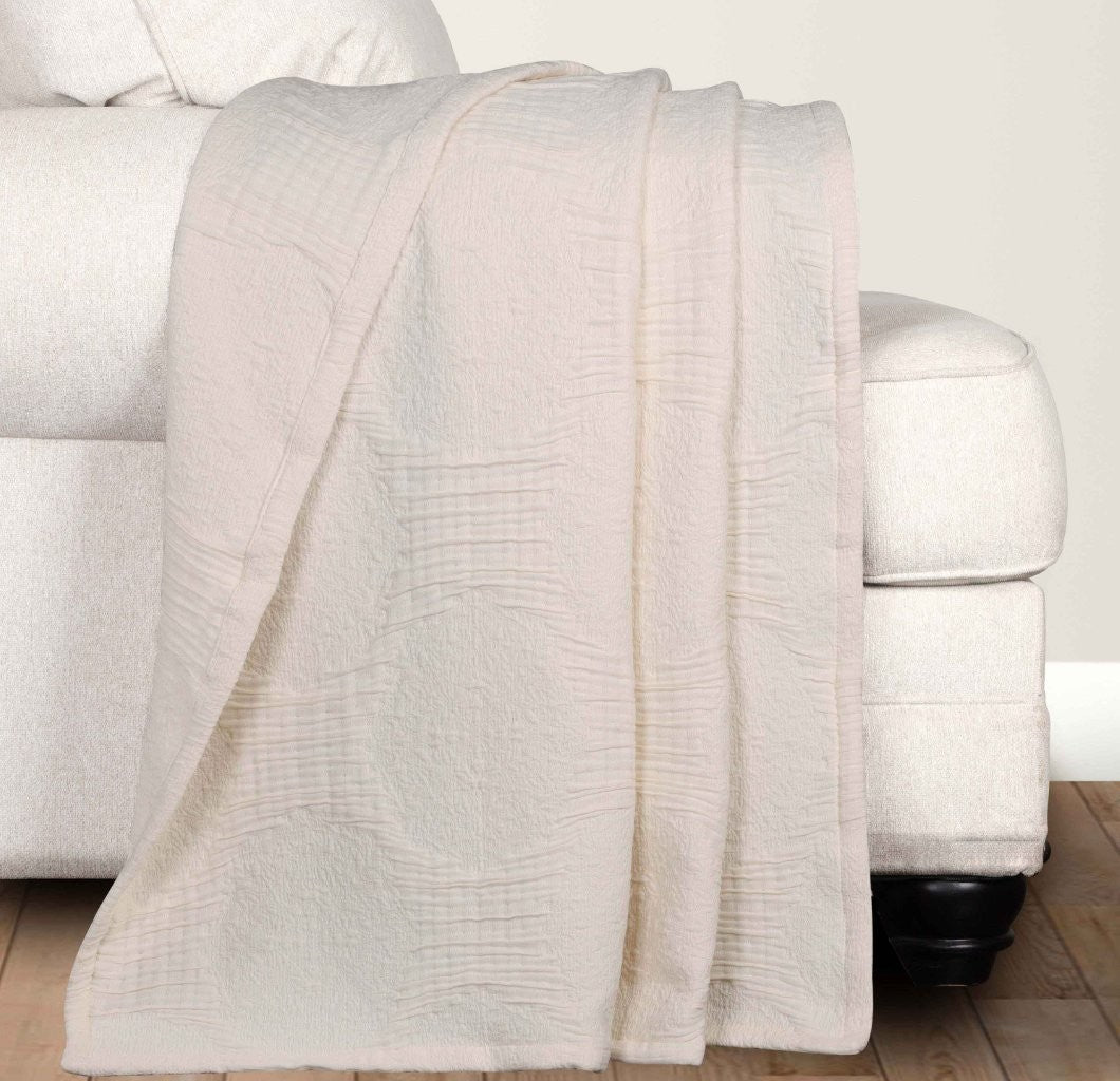 Tanta Cotton Medium Weight Crinkle Woven Coverlet - Soft & Breathable Bedspread for All Seasons | Perfect for Bedroom Decor, Guest Rooms & Cozy Home Styling