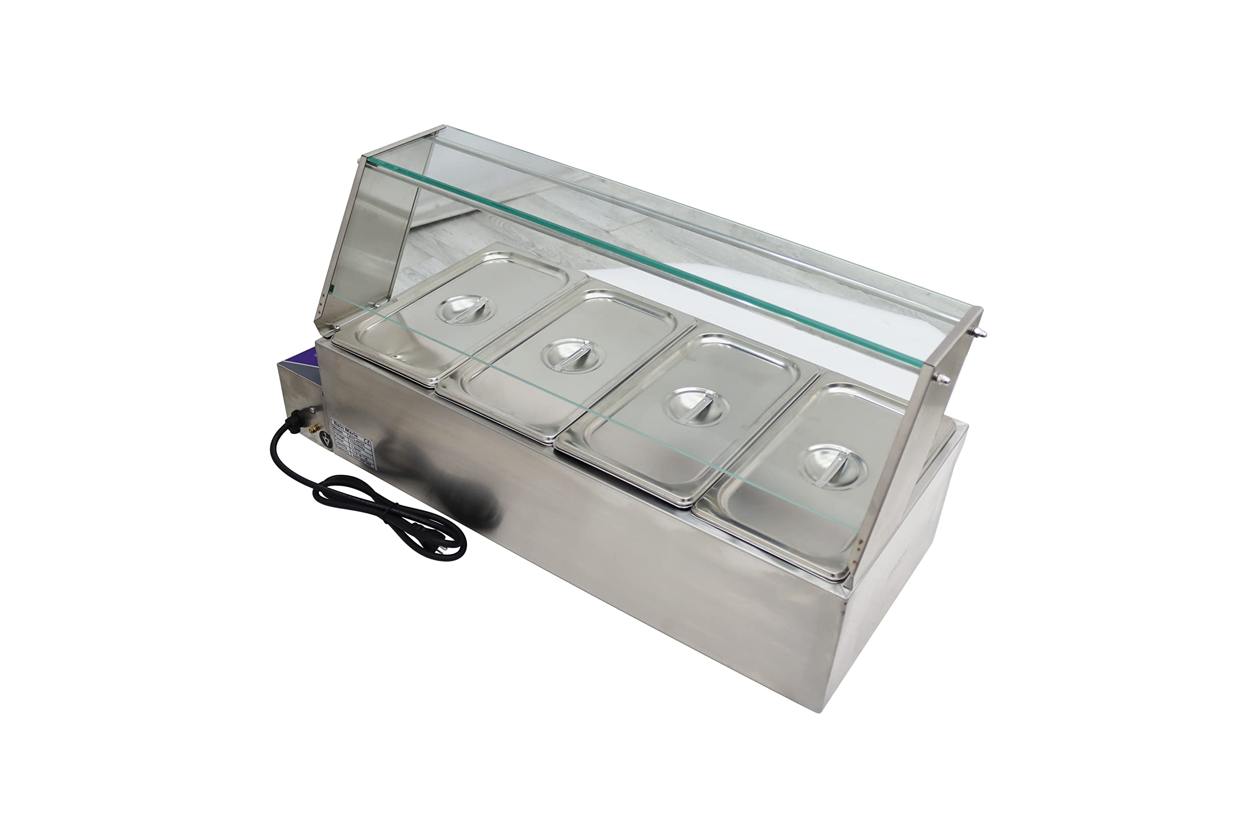 INTBUYING 4-Pot Buffet Food Warmer 110V 1500W Commercial Stainless Steel Deep Pan Warmer - Perfect for Catering, Buffets, Restaurants and Party Food Serving