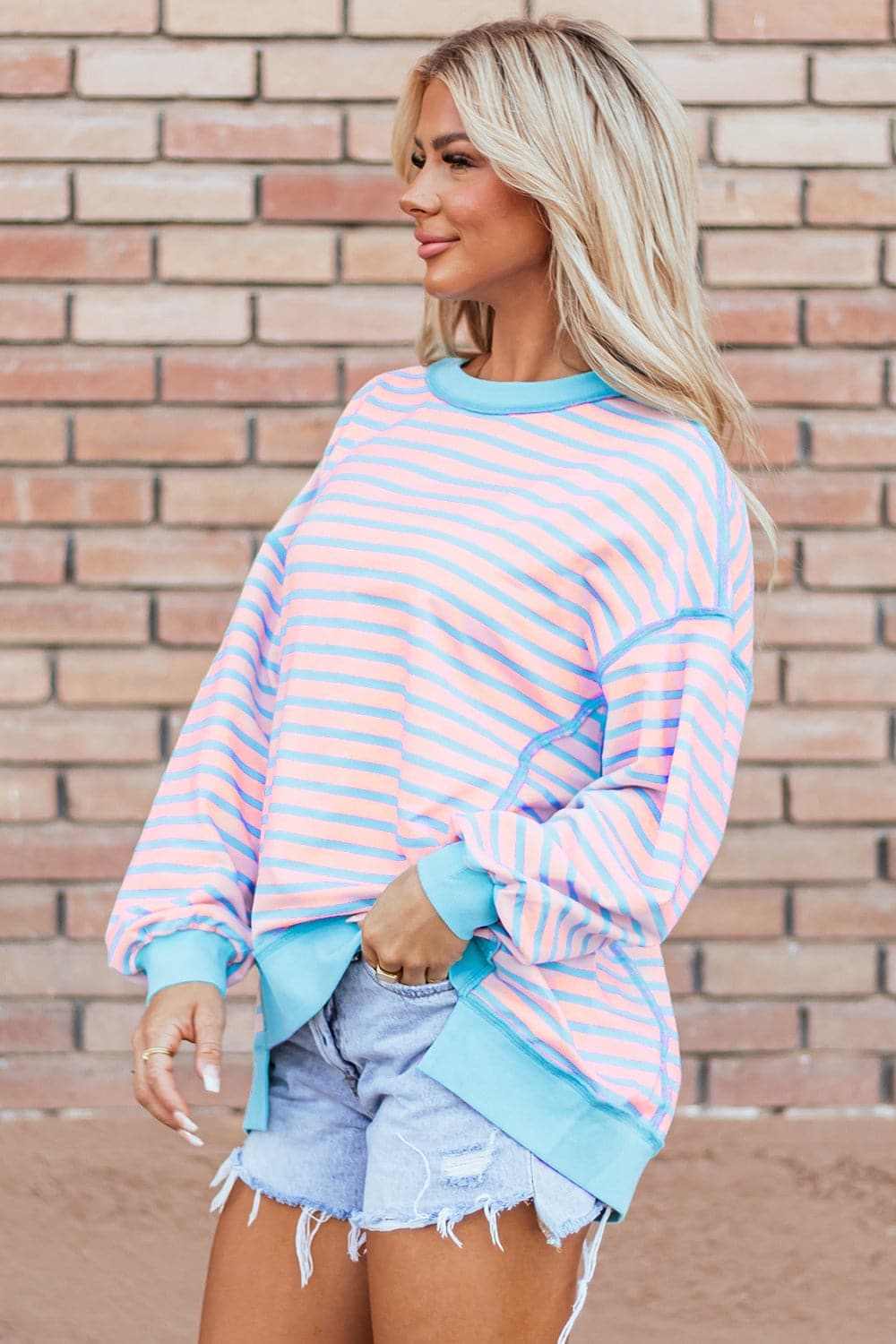 Fashionable Striped High-Low Pullover Sweater for Women | Trendy Casual Wear for Fall & Winter | Perfect for Outings, Dates, and Office