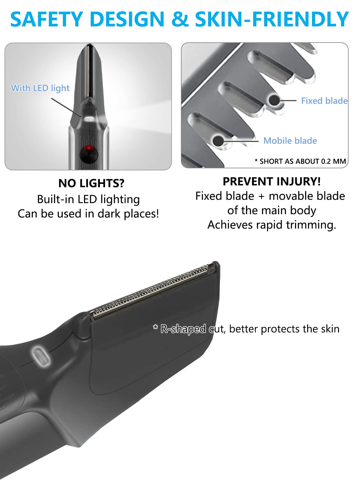 Men's Body Hair Trimmer - Electric Shaver for Neck, Back, Facial & Beard Grooming | Long Handle Hair Cutting Comb | Self Haircut Kit for Men | Perfect for Home Use, Travel & Personal Grooming