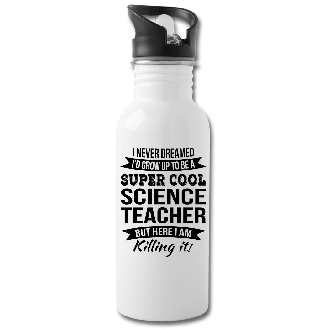 Funny Science Teacher Gifts - 20oz Insulated Water Bottle for Men & Women - Stainless Steel Silver/White - Perfect for New Job, Appreciation Gifts & Classroom Hydration
