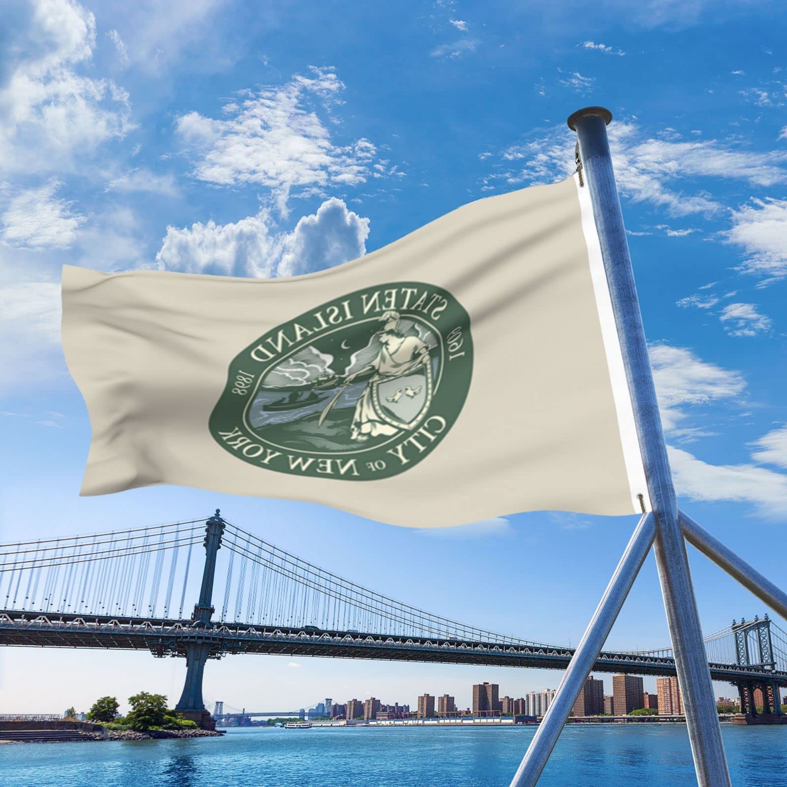 Staten Island Borough Flag 5x8 FT - Double-Sided Durable Polyester Outdoor Banner for Home, Patio & Yard Decor - Perfect for Garden, Porch & Welcome Display