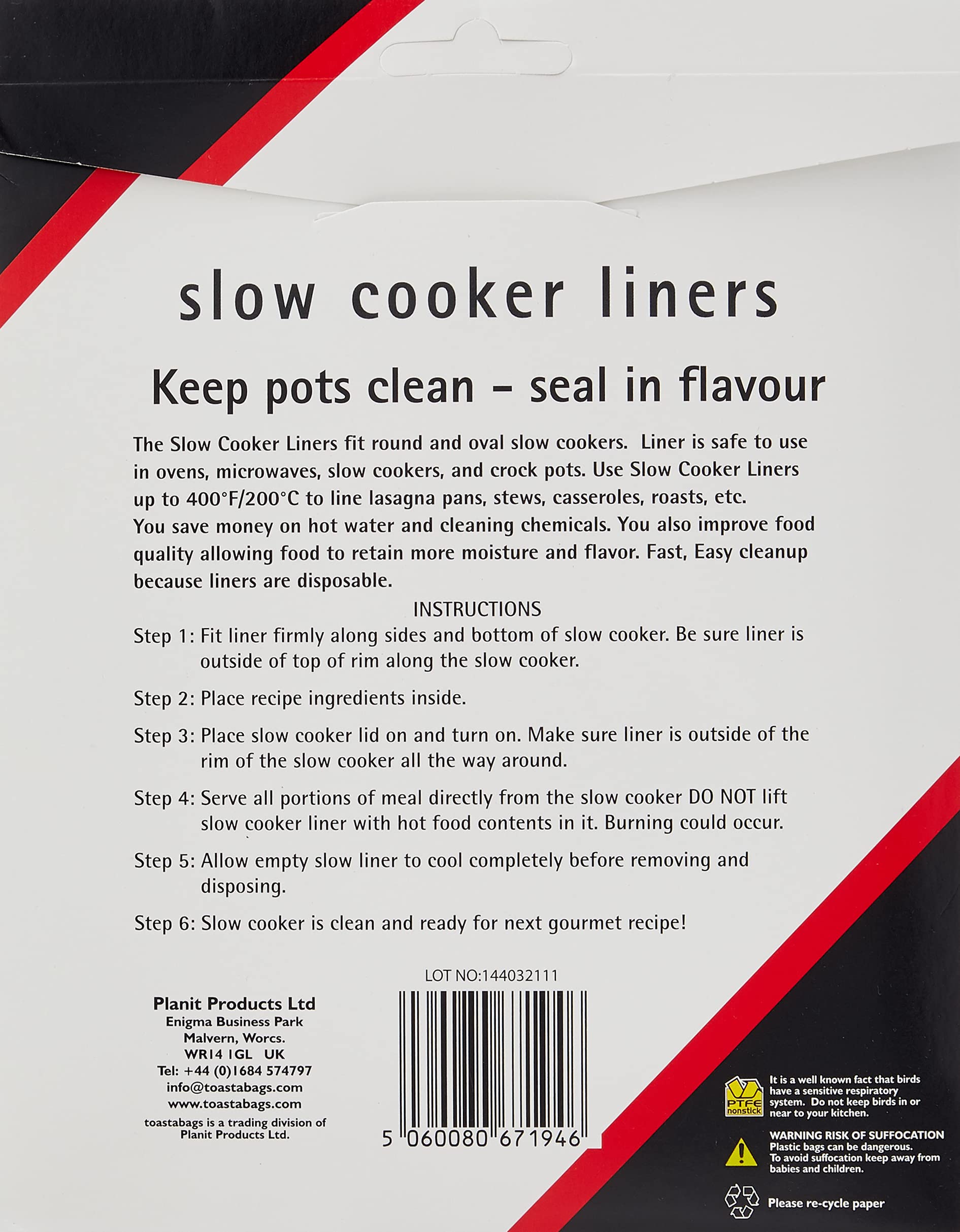 Slow Cooker Liners - 5 Pack Disposable Cooking Bags for Easy Cleanup | Fits 6-8 Quart Crock Pots | BPA-Free & Leak-Proof | Perfect for Stews, Soups, and Meals