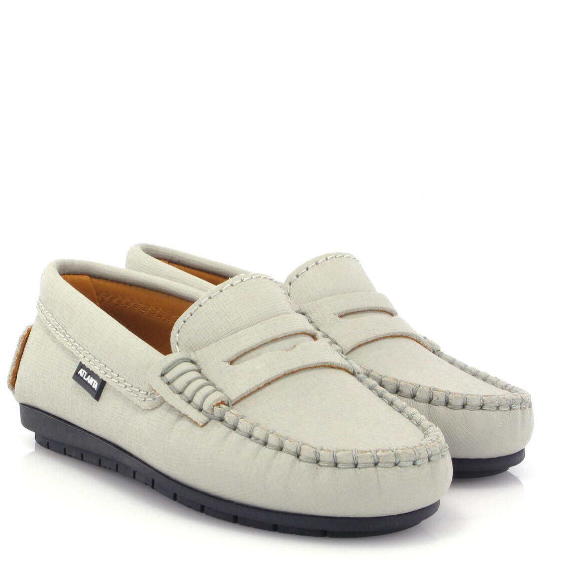 Atlanta Mocassin Gray Stone Textured Penny Loafers for Men - Comfortable Slip-On Dress Shoes for Business, Office & Casual Wear
