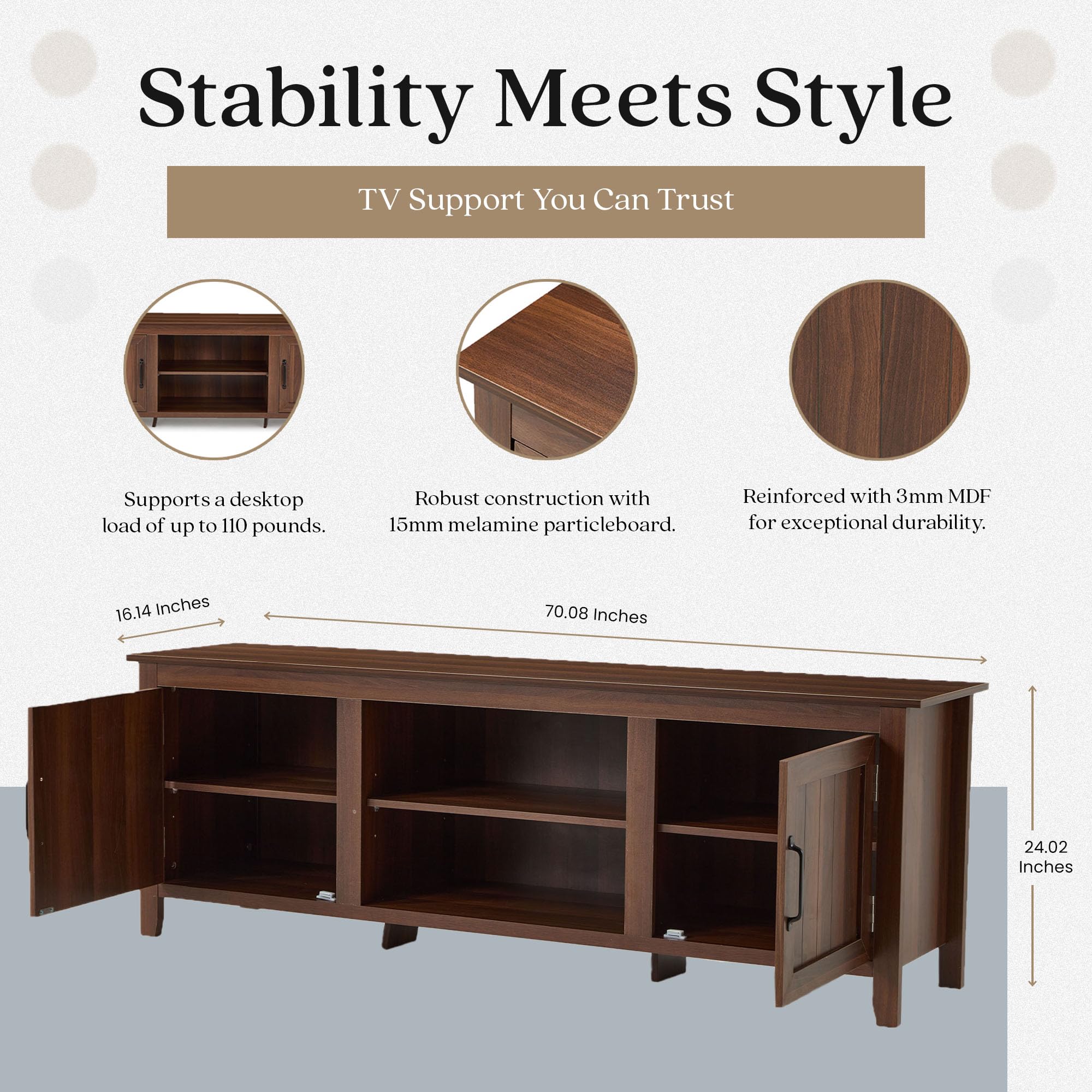 JOMEED TV Stand with Storage - Modern TV Console Table for Living Room, Bedroom & Home Theater - Holds Up to 110 lbs - Perfect for Organizing Media, Gaming Consoles & Entertainment Systems