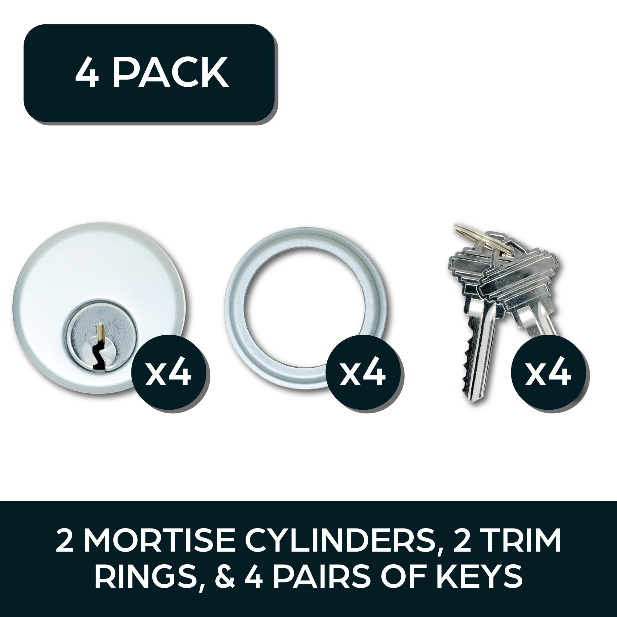 Adams Rite 4036 Mortise Cylinder Door Lock Replacement Parts - High Security Aluminum Trim Rings with 8 Keys | Perfect for Commercial Buildings, Office Doors & Home Security Upgrades