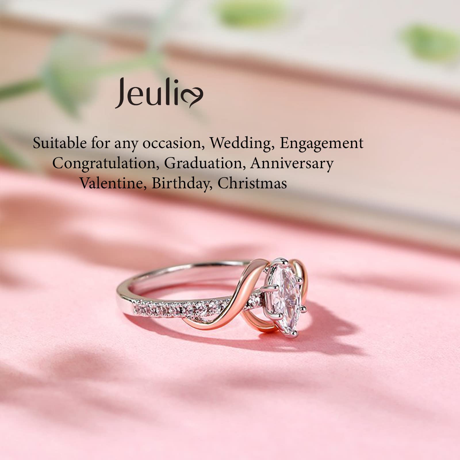 Jeulia Marquise Cut Sterling Silver Ring for Women - Elegant Engagement, Anniversary & Promise Ring - Valentine's Day Gift with Jewelry Box | Perfect for Proposals, Weddings & Romantic Occasions