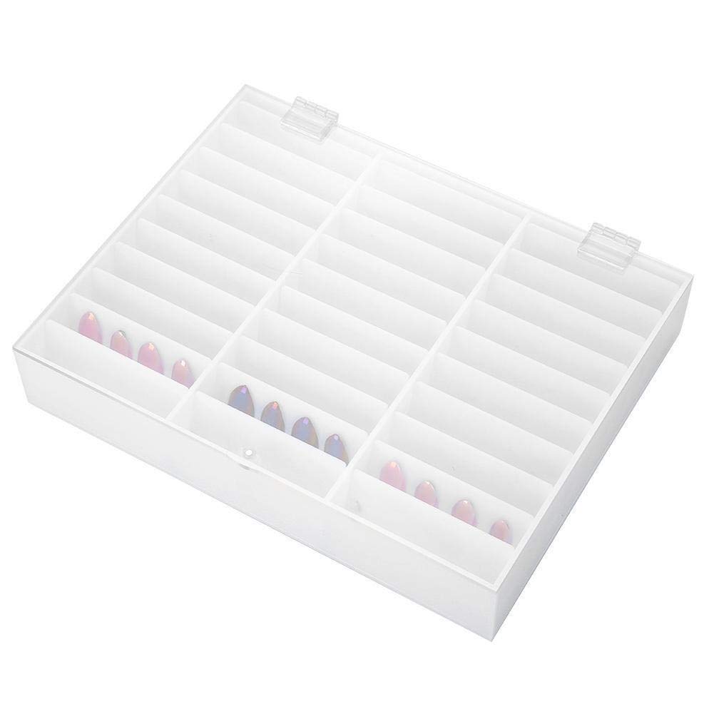 Enrilior Nail Art Display Box - Empty Nail Tips Storage Container & Fake Nail Organizer Case (White) - Perfect for Salon, Nail Artists & DIY Manicure Displays