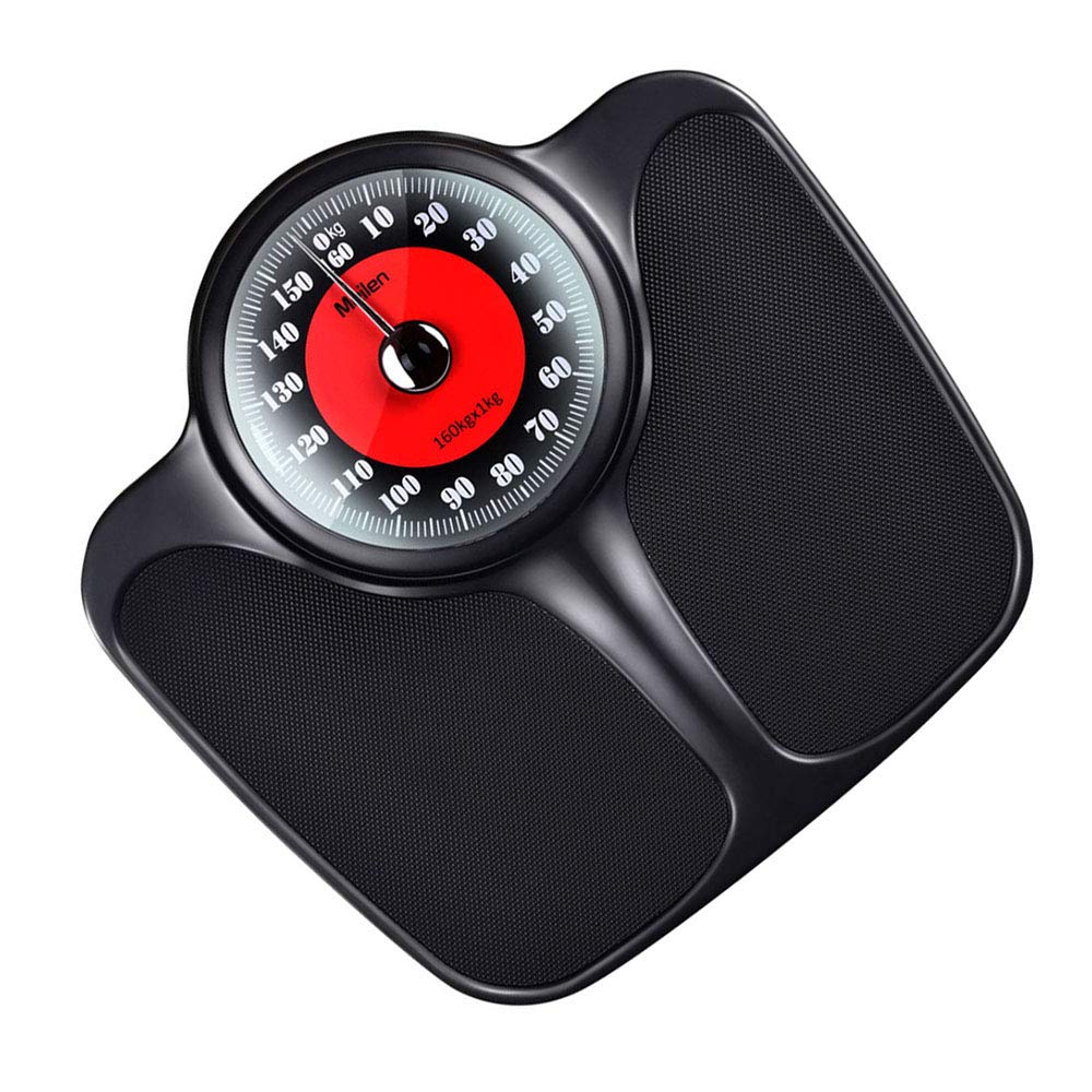 CXF Mechanical Physician Scale - Professional Analog Bathroom Scale with Red Dial, Precise Weight Measurement up to 350lb/160kg, Sturdy Metal Platform, No Battery Needed - Perfect for Home, Clinic & Gym Use