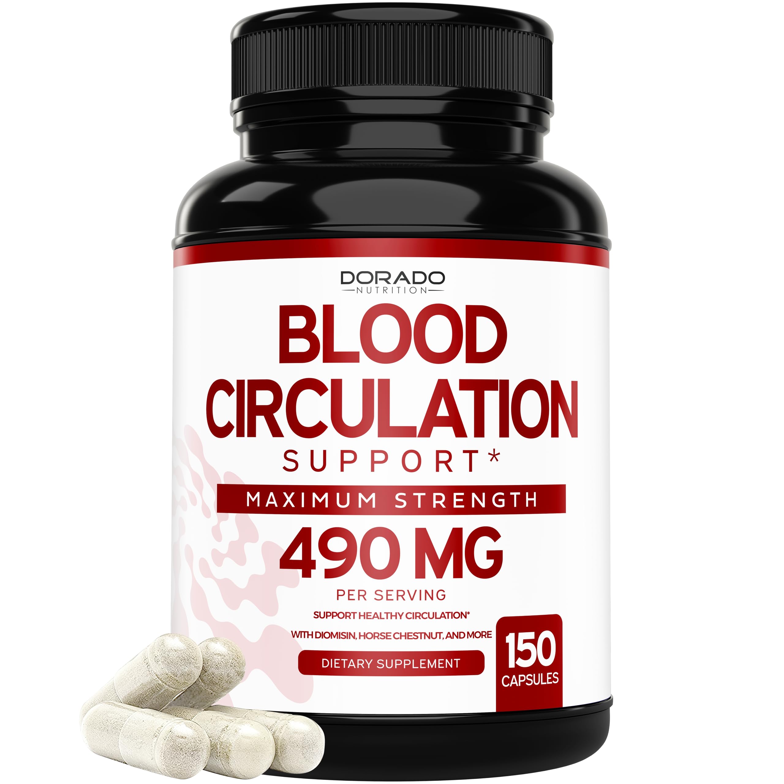 Premium Diosmin Blood Circulation Supplements (150 Count) - Leg Vein Support for Spider & Varicose Veins - Non-GMO Vegan Blood Flow Pills for Men & Women - Clinically Tested - Ideal for Travelers, Office Workers & Active Lifestyles