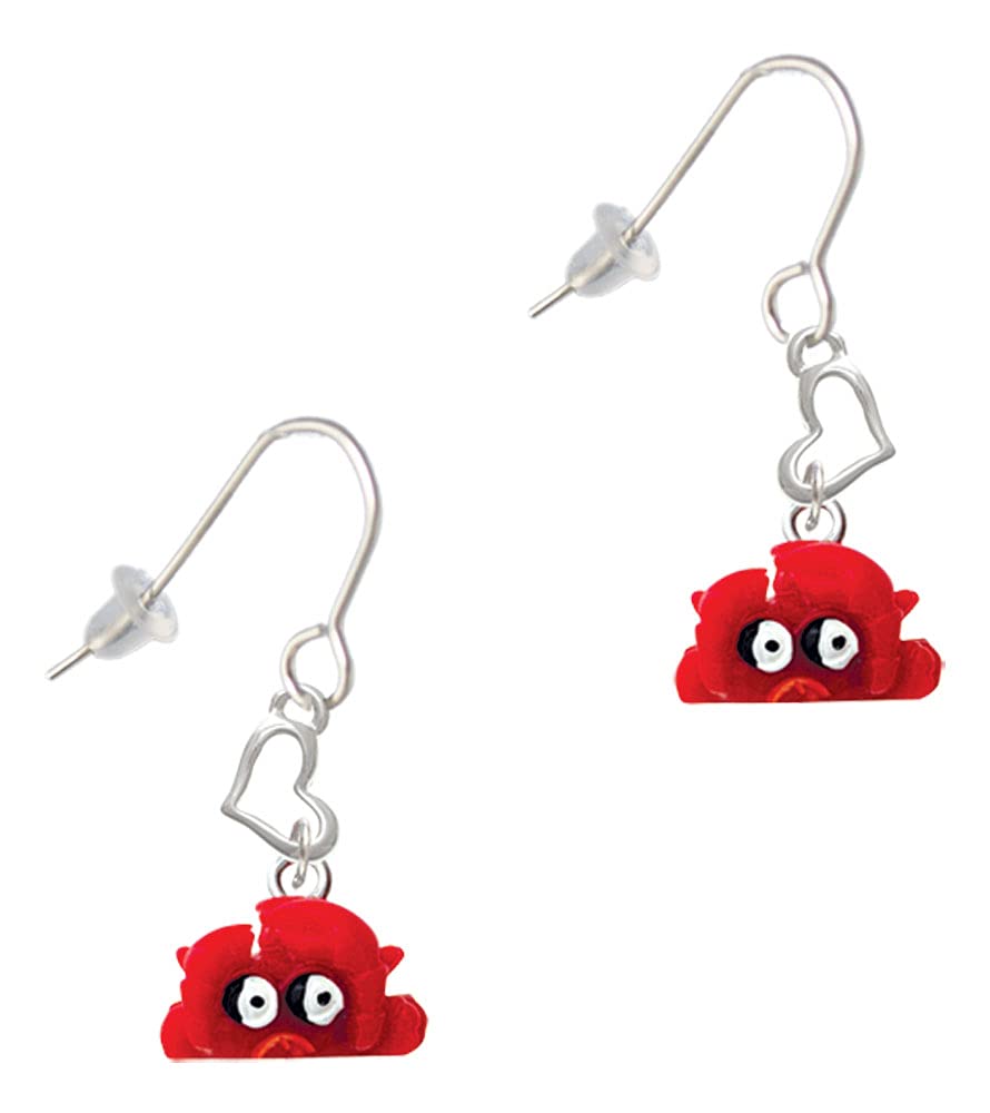 Delight Jewelry Resin Red Crab Small Heart French Earrings - Dainty Handmade Resin Crab Stud Earrings for Women, Cute Marine Animal Jewelry Gift for Beach Lovers & Summer Outfits