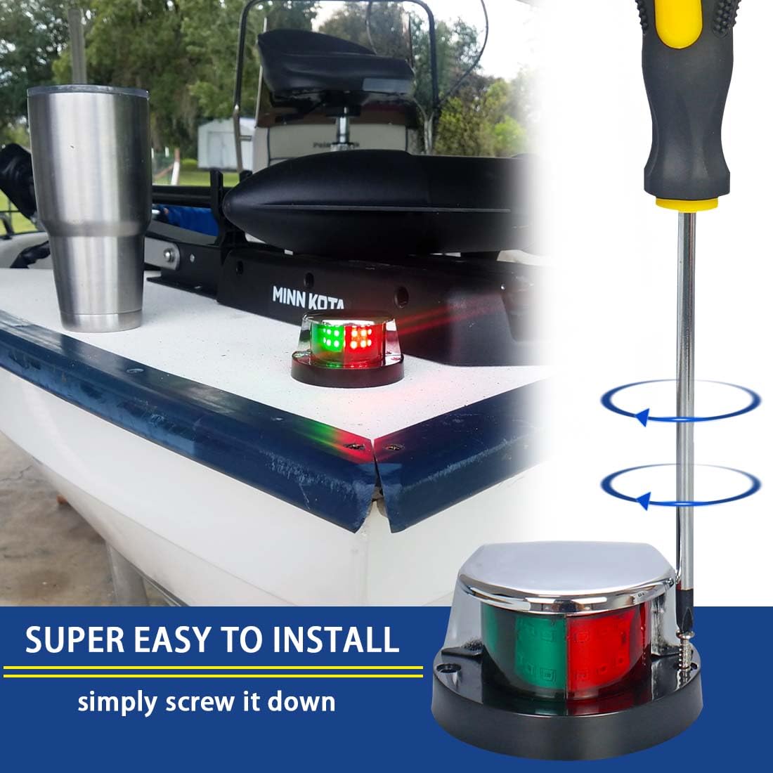 Boat LED Navigation Lights - Marine Bow Lights for Night Fishing Boats