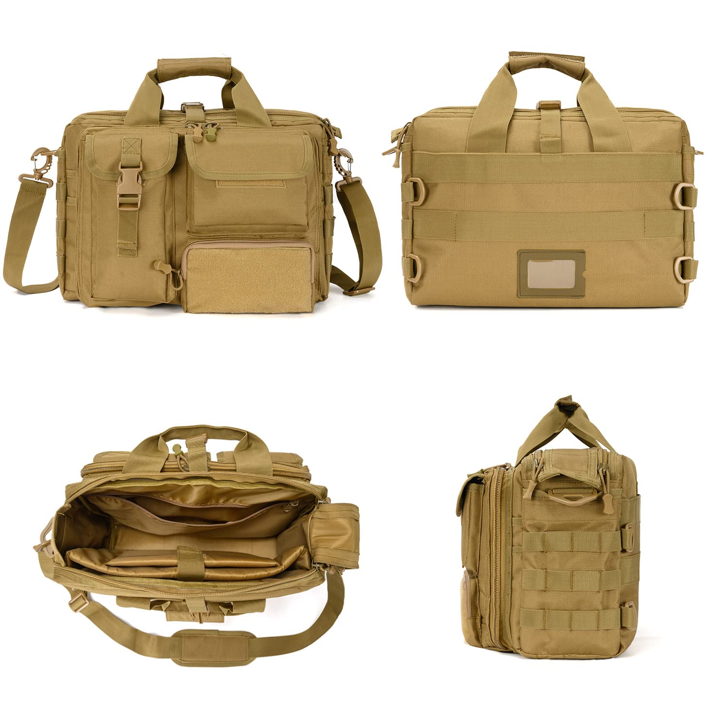 Stypos Tactical Messenger Bag - 15.6/17.3 Inch Military Laptop Briefcase for Men, Durable Shoulder Bag (Khaki) - Perfect for Work, Travel & Outdoor Adventures