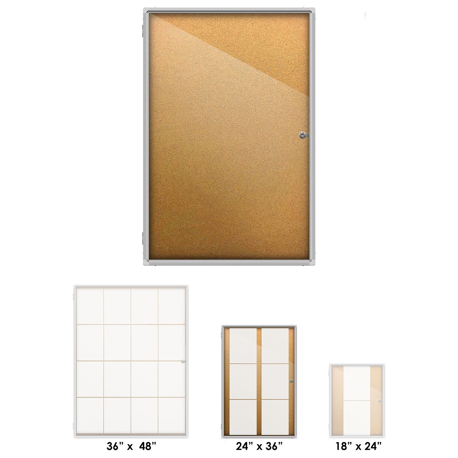 Lockable Aluminum Frame Cork Bulletin Board - 24