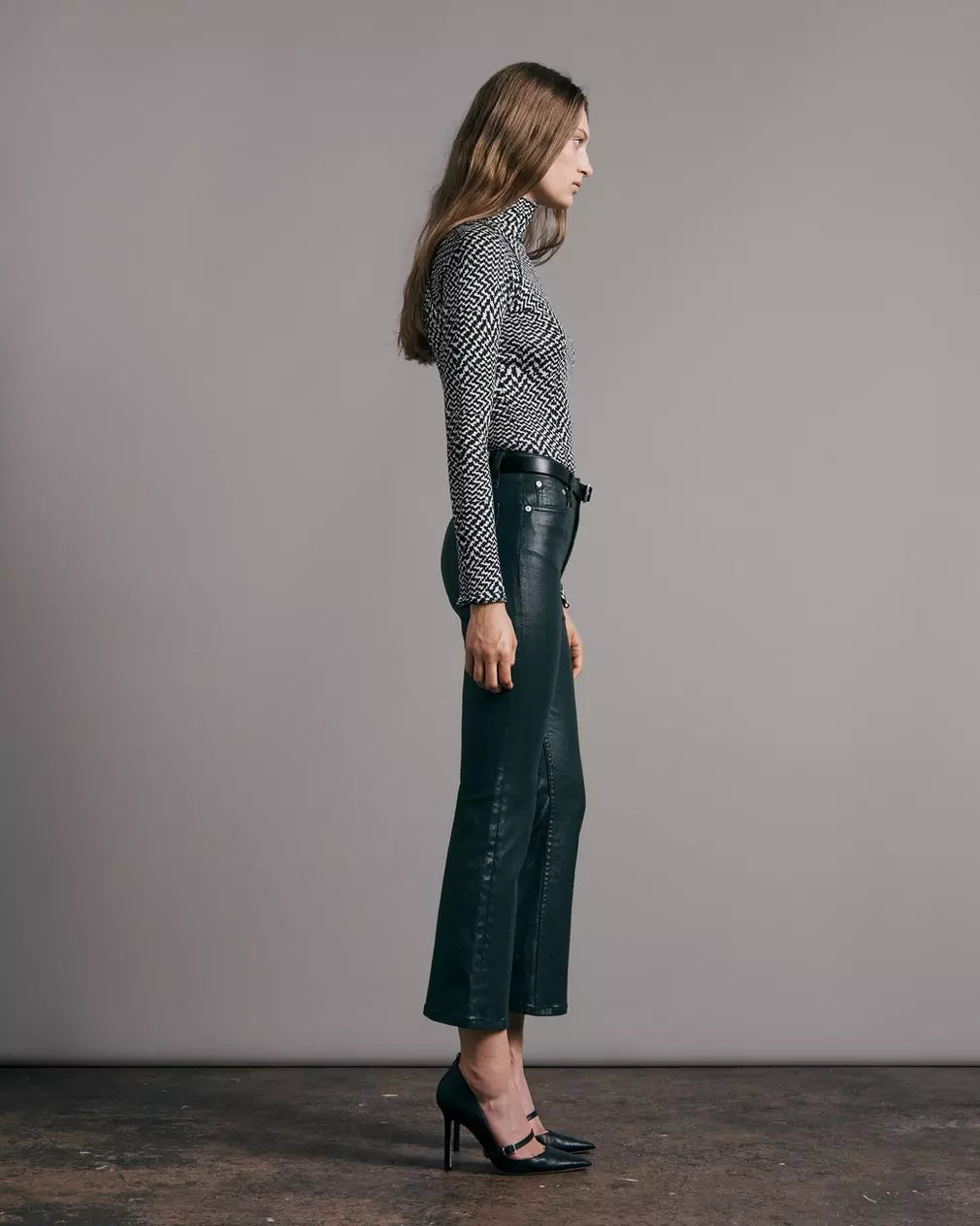 Casey Coated High Rise Ankle Flare Jeans - Pine Grove Leatherette Faux Leather Pants for Women | Perfect for Casual Outfits, Date Nights & Office Wear
