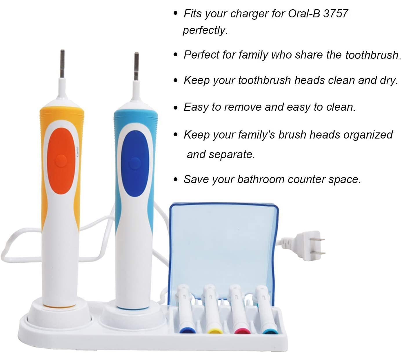 Oral B Electric Toothbrush Stand & Heads Holder (2 Pack) - Waterproof Bathroom Organizer for Electric Toothbrush Storage - Perfect for Oral B Series 9000, 8000, 7000, 6000 & More