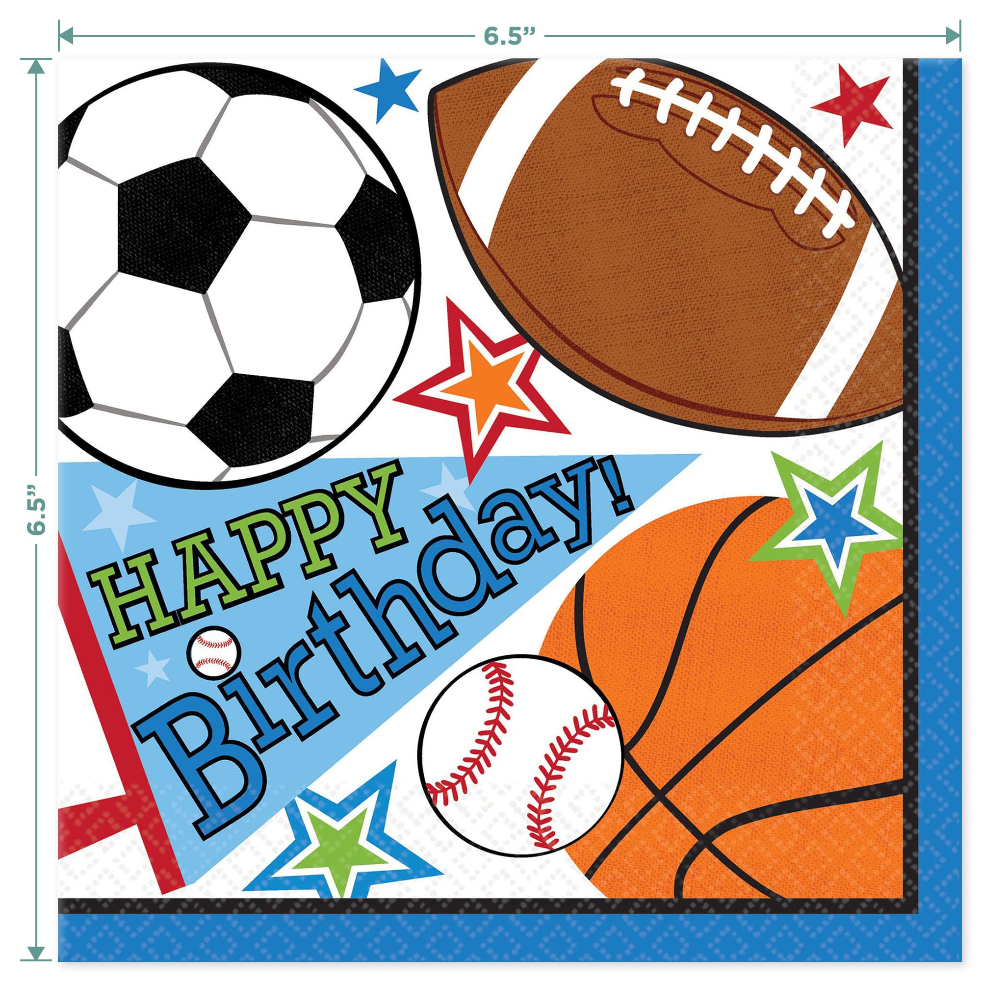 Sports Theme Party Supplies - 16-Pack Multi-Sport Birthday Paper Plates & Napkins for Football, Baseball, Basketball, Soccer - Perfect for Kids' Birthday Parties, Game Day Celebrations & Sports-Themed Events