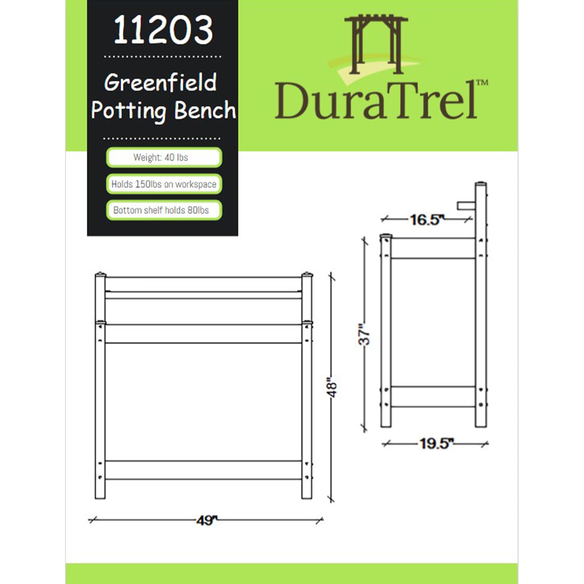 Durable PVC Vinyl Indoor/Outdoor Potting Bench with Shelf - White - Perfect for Gardening, Plant Care & Storage of Tools & Accessories - Ideal for Patio, Greenhouse & Backyard Use