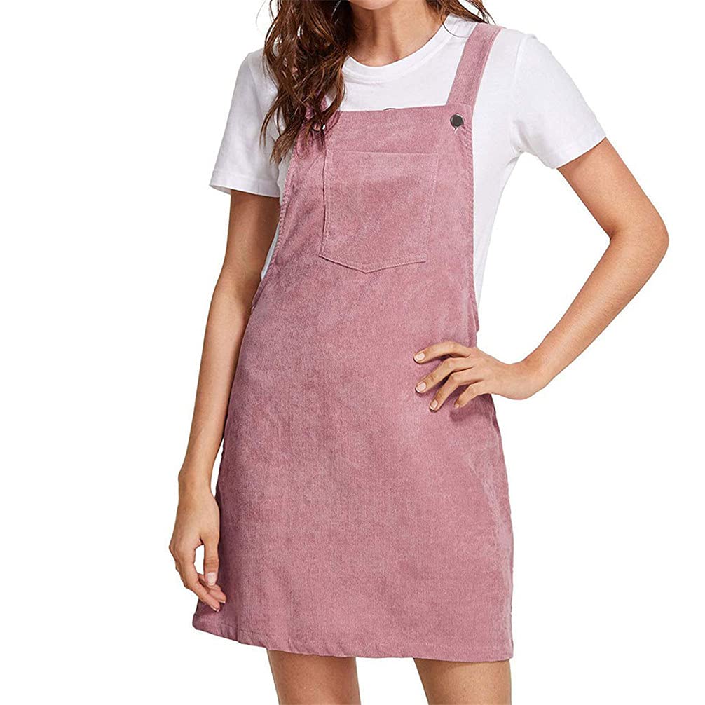 ZBL Women's Cute Corduroy A-Line Pinafore Jumper Bib Overall Skirt Mini Dress - Stylish Vintage Outfit for Casual Wear, Fall Fashion & Photoshoots