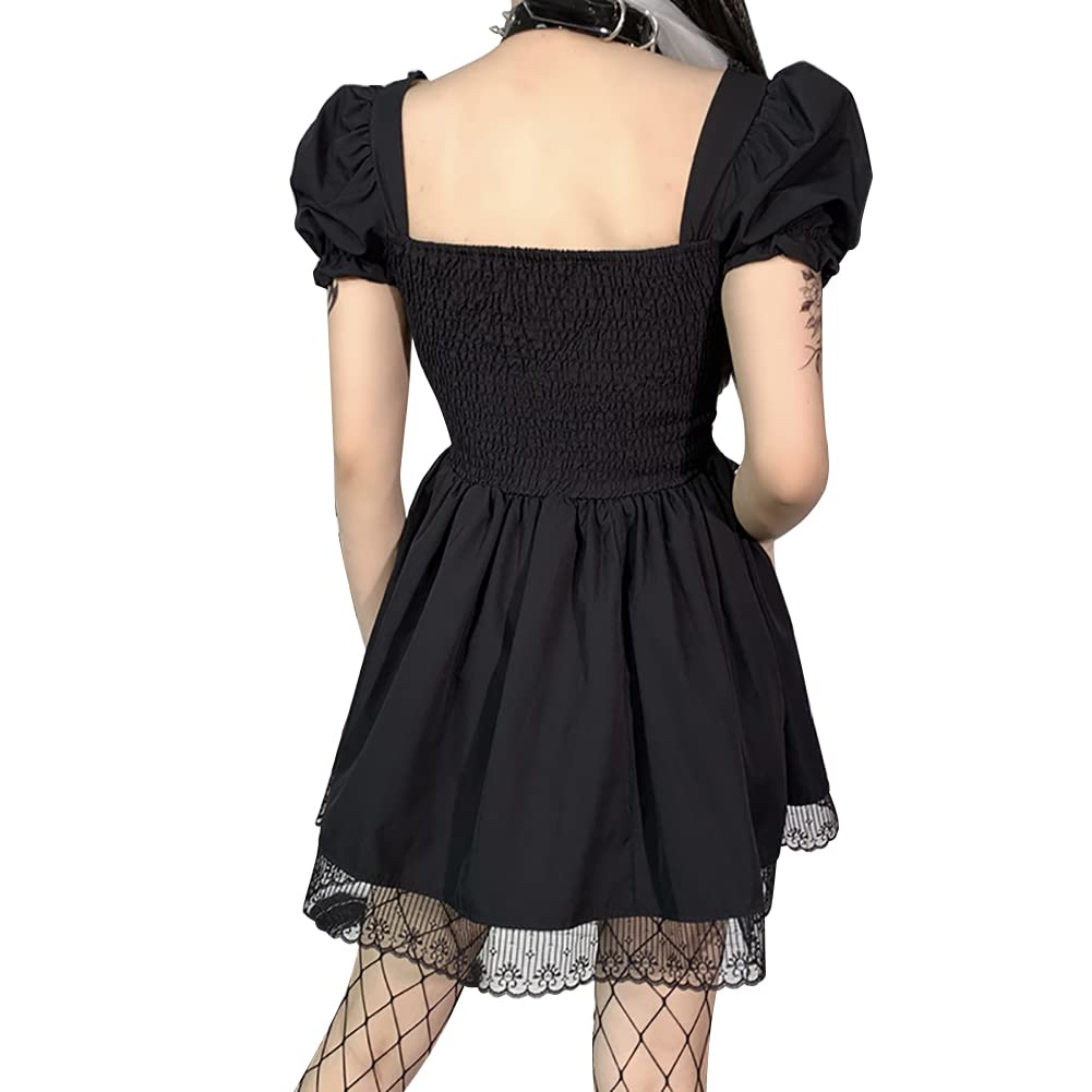 IKADEX Women's Gothic Lace Vintage Dress - Punk Grunge Style for Casual Wear, Cosplay, Cocktail Parties & Halloween Costumes | Perfect for Gothic Fashion Lovers & Alternative Outfits