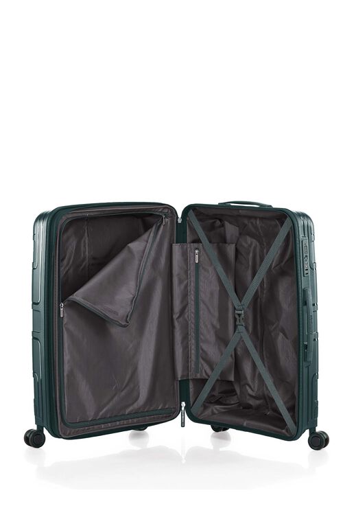 American Tourister Light Max 69cm Medium Spinner Suitcase - 28-Inch Expandable Luggage with 4 Wheels, Varsity Green - Perfect for Travel, Business Trips & Weekend Getaways