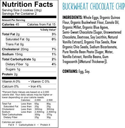 Quinoa Chocolate Chip Cookies - 16 Pack (4 Cookies Each) | Healthy, Gluten Free, Low Carb, Low Calorie Snacks | Perfect for Weight Loss, Keto Diet & Office Treats