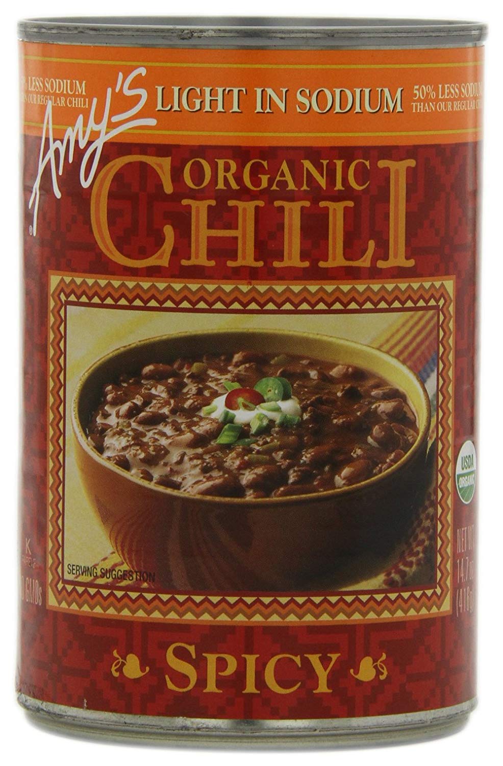Amy's Organic Vegan Spicy Chili - Low Sodium, Gluten Free, Made with Red Beans & Tofu - 14.7 Oz (12 Pack) - Perfect for Camping, Quick Lunches & Emergency Food Storage