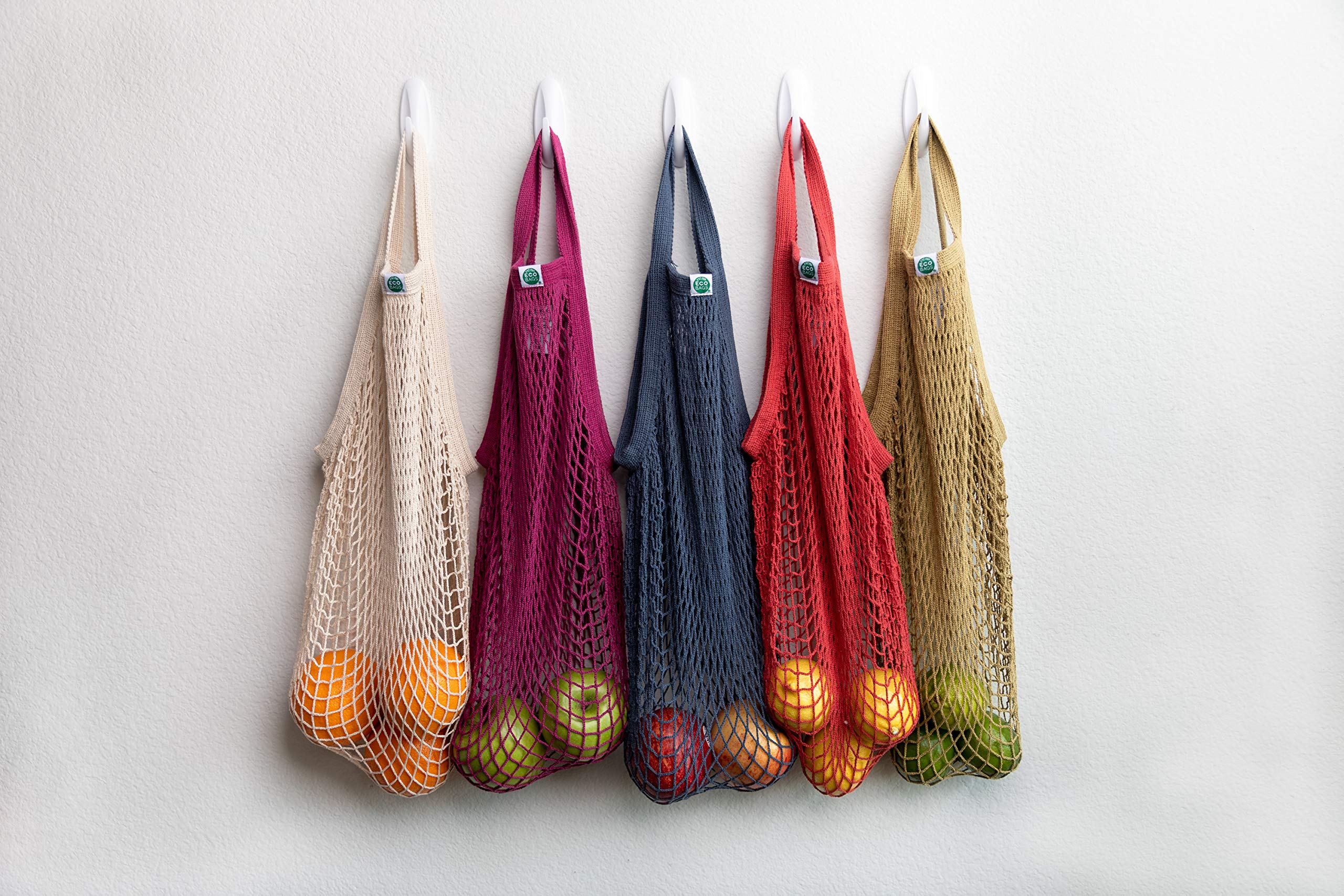 ECOBAGS® Earthtones Set of 5 Reusable Mesh String Bags for Groceries, Fruits & Vegetables - Eco-Friendly Shopping & Produce Storage Bags