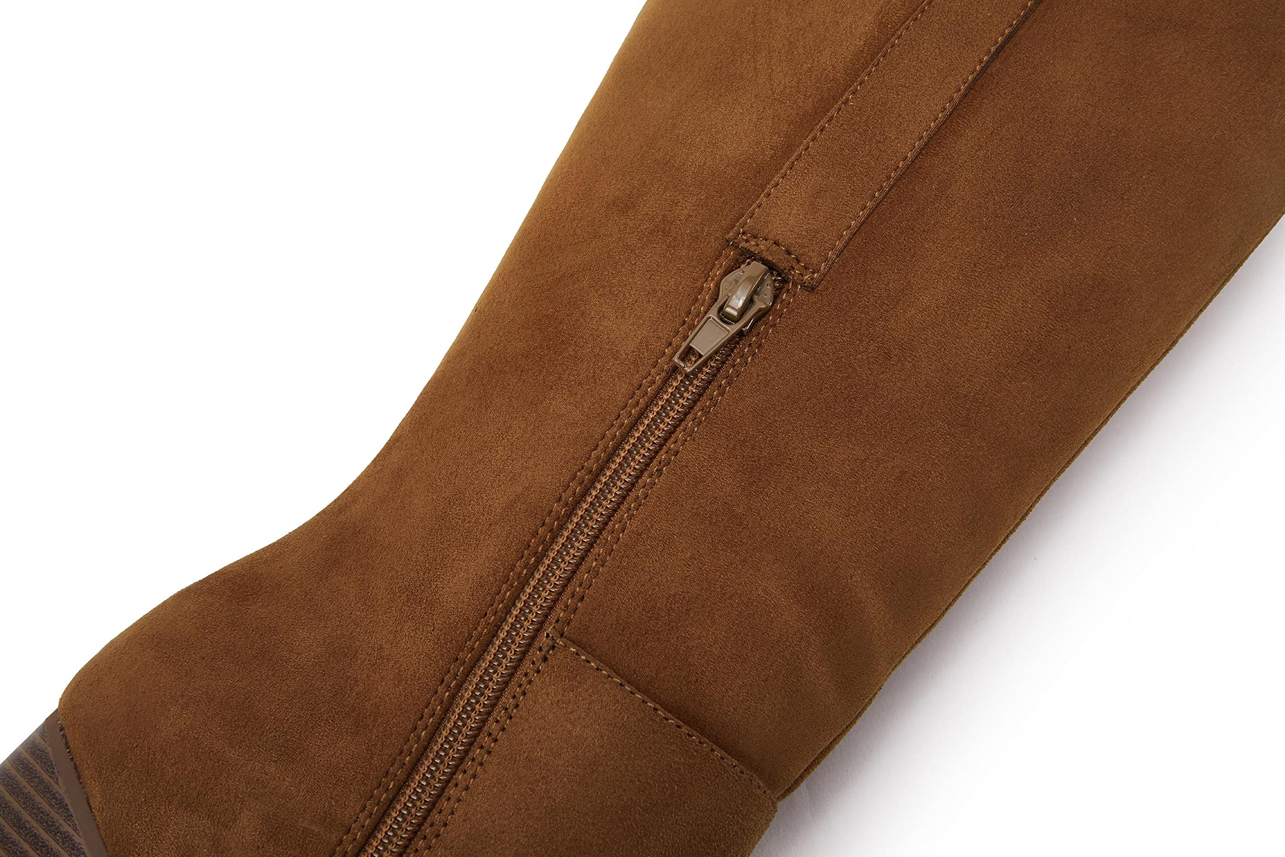 Ermonn Women's Faux Suede Knee High Boots with Side Zipper & Chunky Heel - Stretchable Winter Boots for Cold Weather, Snow & Outdoor Activities