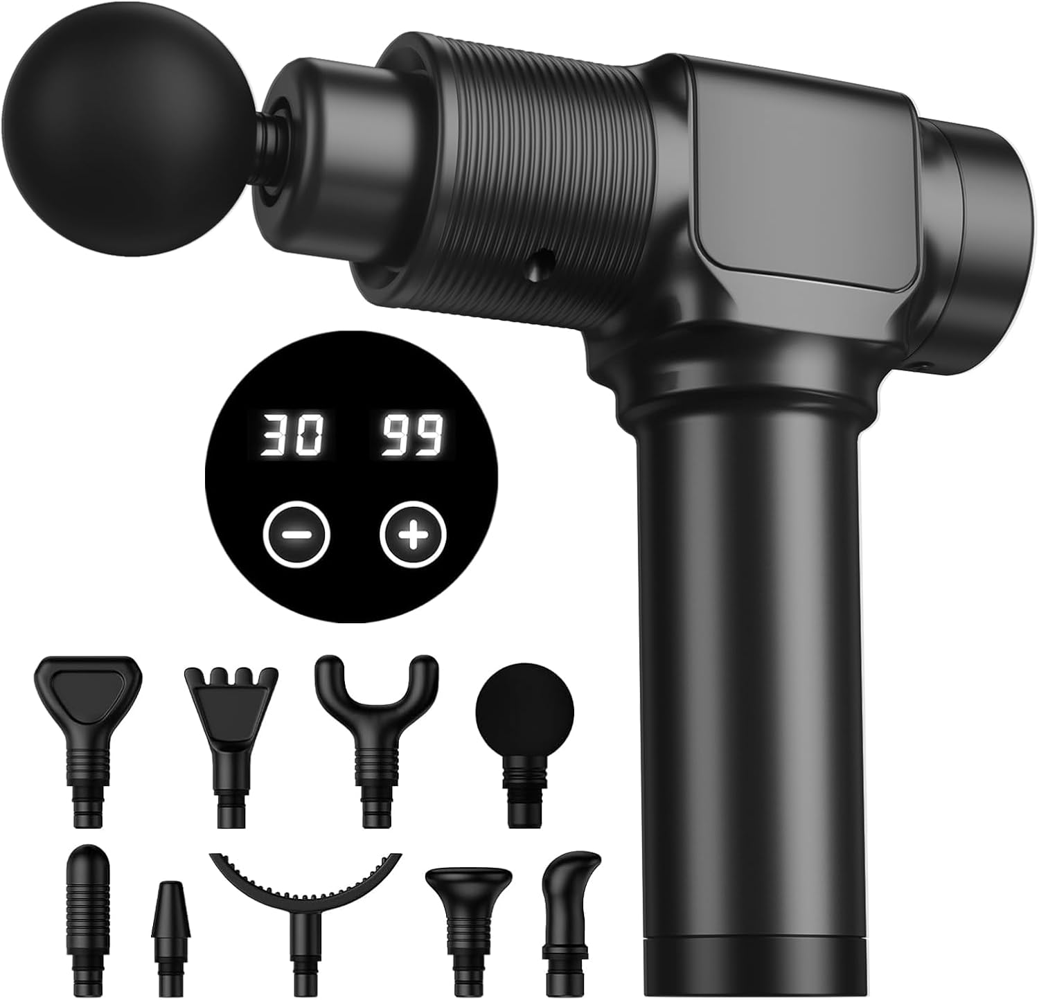 Deep Tissue Massage Gun for Pain Relief - Percussion Muscle Massager for Athletes & Recovery, Handheld Electric Massage Gun with 30 Speed Levels & 9 Attachments - Perfect for Post-Workout, Back Pain, and Muscle Relaxation at Home or Gym