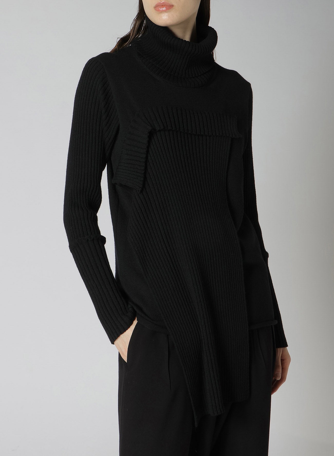 12G2P Plain Rib Front D-Cloth Turtle Neck Pullover - Women's Casual Winter Sweater for Office, Travel & Daily Wear
