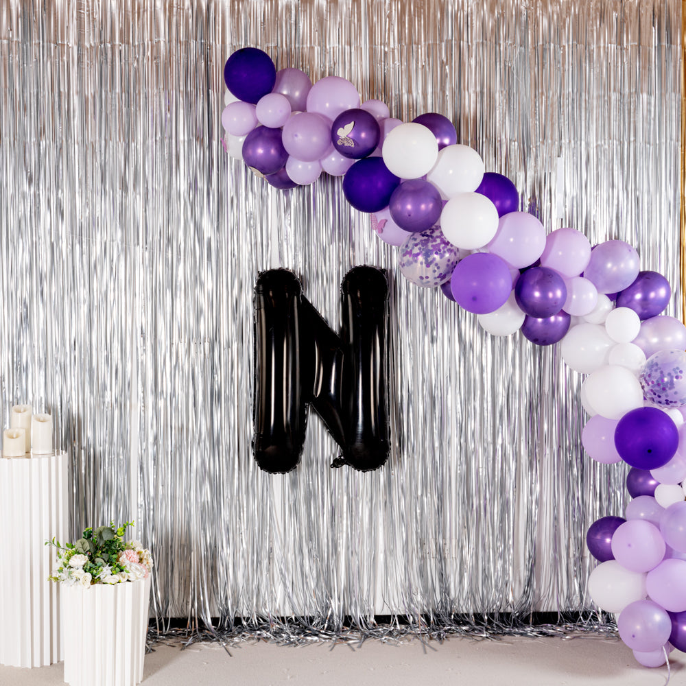 Black Mylar Letter N Balloon - 40 Inch Large Foil Alphabet Balloon for Birthday Party Decorations, Baby Shower, Graduation & Special Events (1 Count)