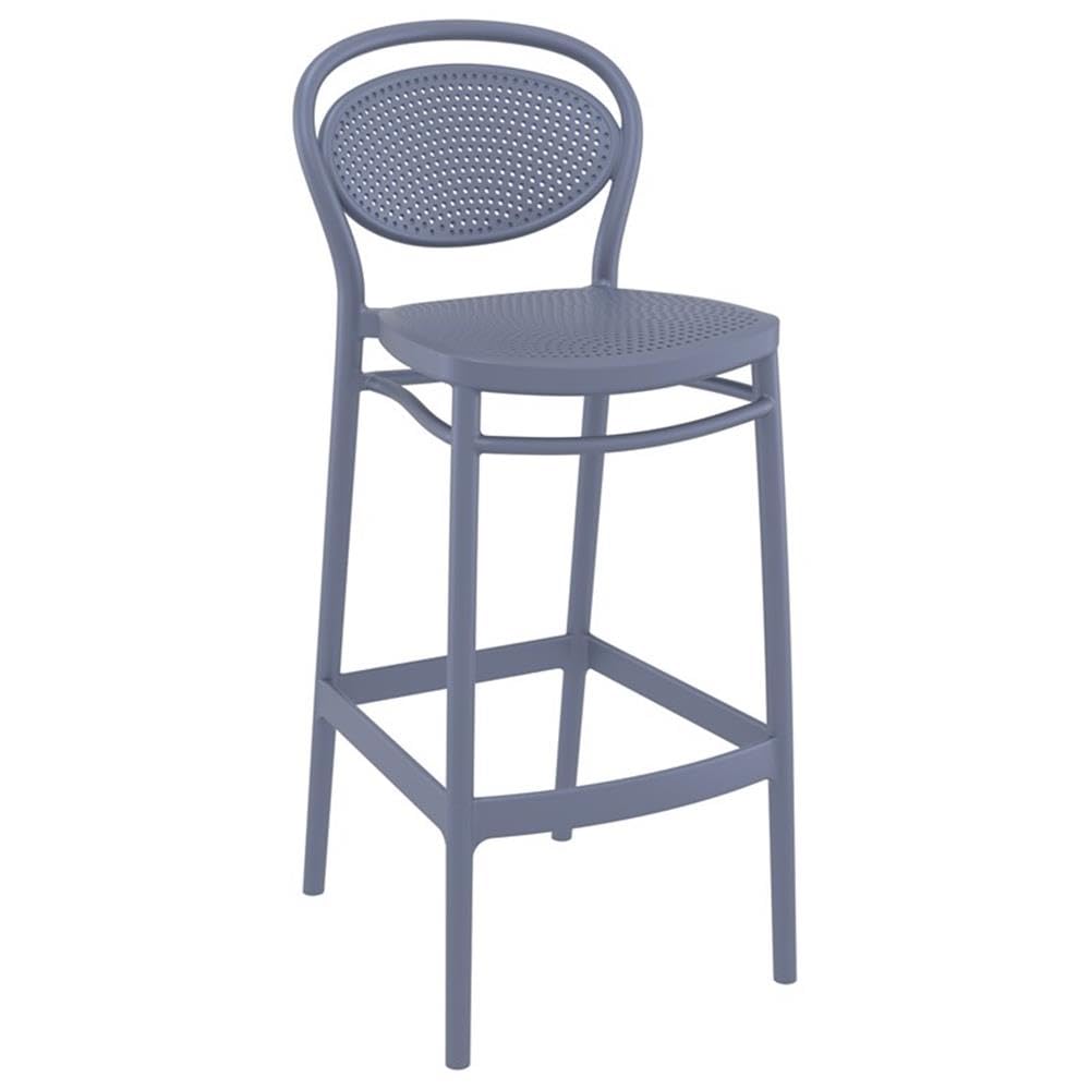 Compamia Marcel Indoor Outdoor Bar Stool Set of 2 - Dark Gray Patio Stools for Kitchen Island, Bar Counter, Deck & Backyard - Weather-Resistant & Comfortable Seating