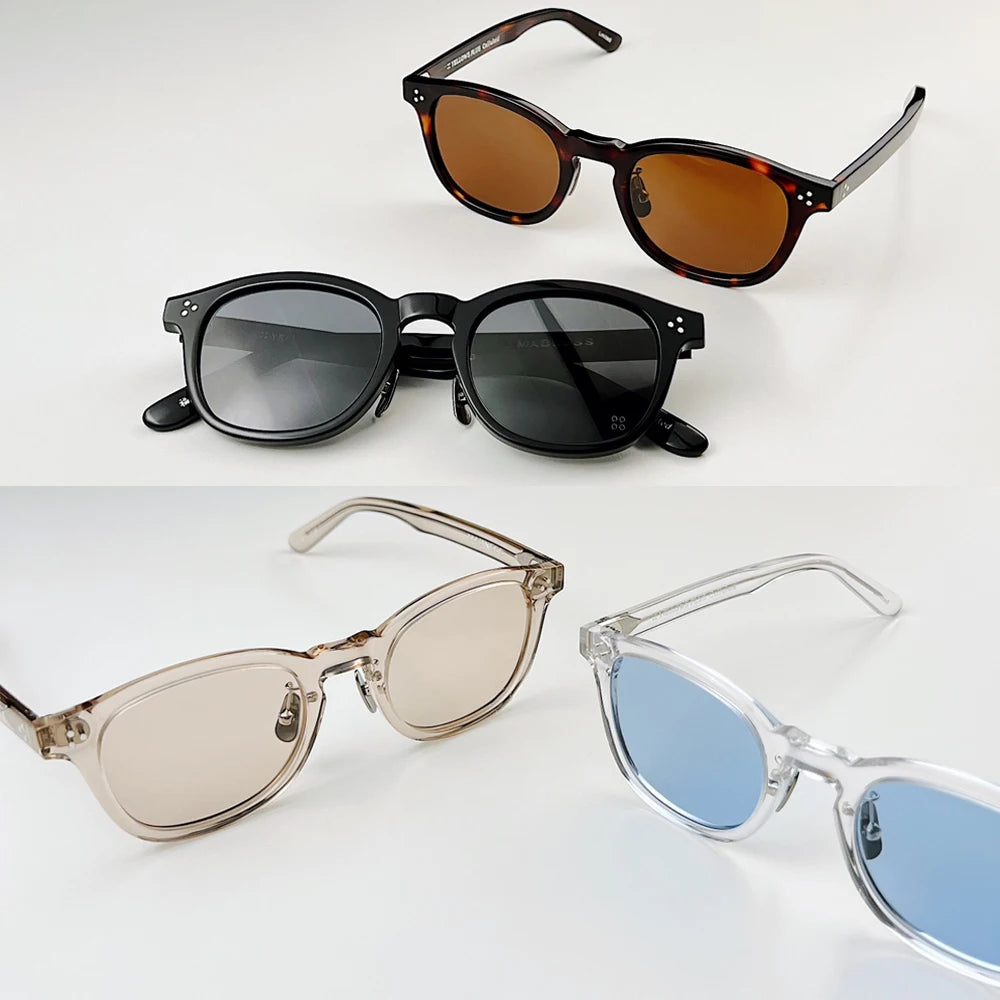 Stylish Unisex Black Square Acetate Sunglasses with Full Rim - UV Protection for Men & Women - Perfect for Driving, Beach, and Outdoor Activities