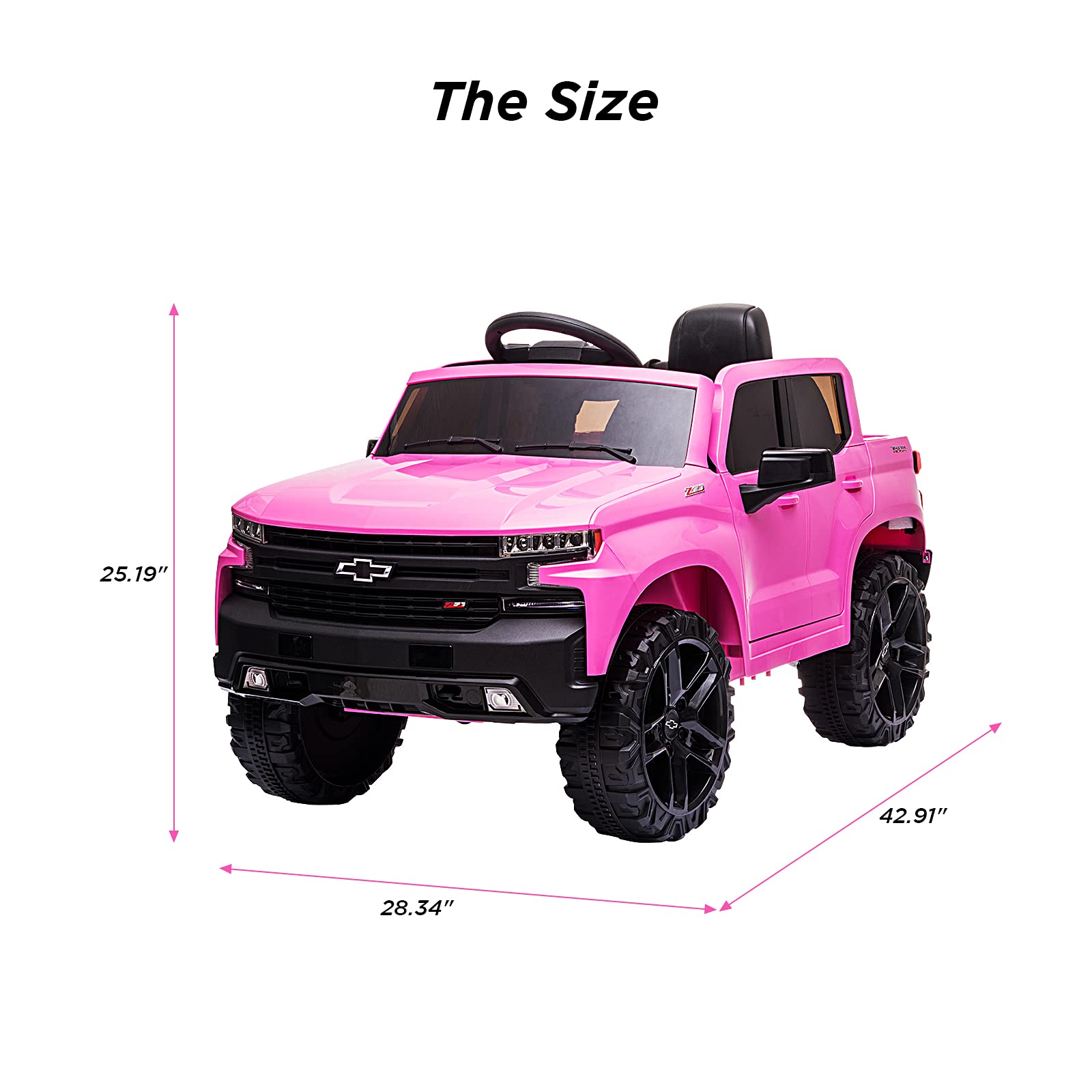 12V Battery Powered Kids Ride On Car - Licensed Chevrolet Silverado GMC Electric Toy Truck with Remote Control, MP3/Bluetooth, Spring Suspension & LED Lights (Pink) - Perfect for Toddlers Outdoor Play & Birthday Gifts