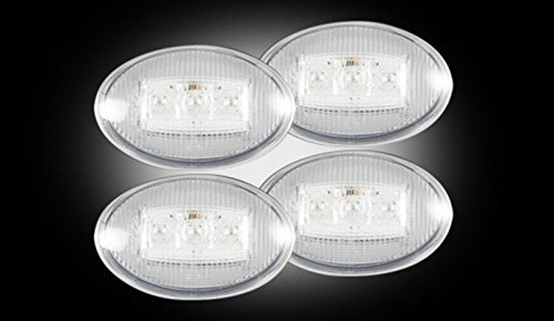 Dually Fender Lenses (4-Piece Set) with 2 Red LED Lights & 2 Amber LED Lights - Clear Lens with Chrome Trim Compatible with Ford Super Duty 1999-2010 Models - Perfect for Truck Customization & Nighttime Visibility Enhancement