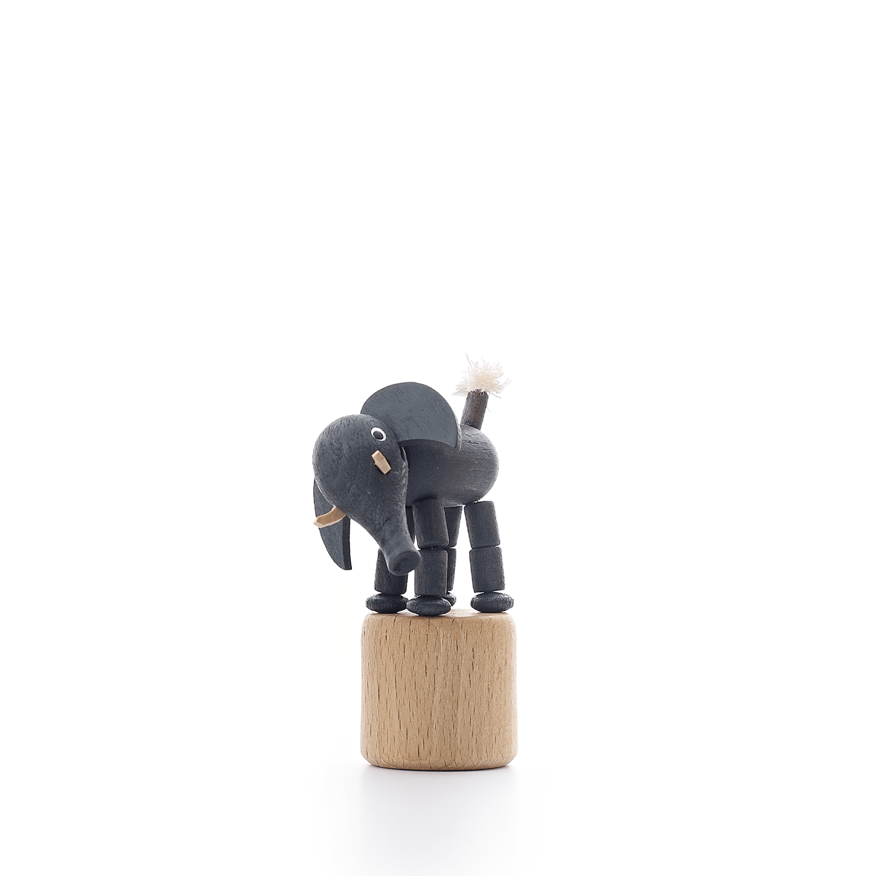 Wobbly Elephant Toy - 8cm Cute Wooden Animal Figurine for Kids, Nursery Decor & Gift Idea
