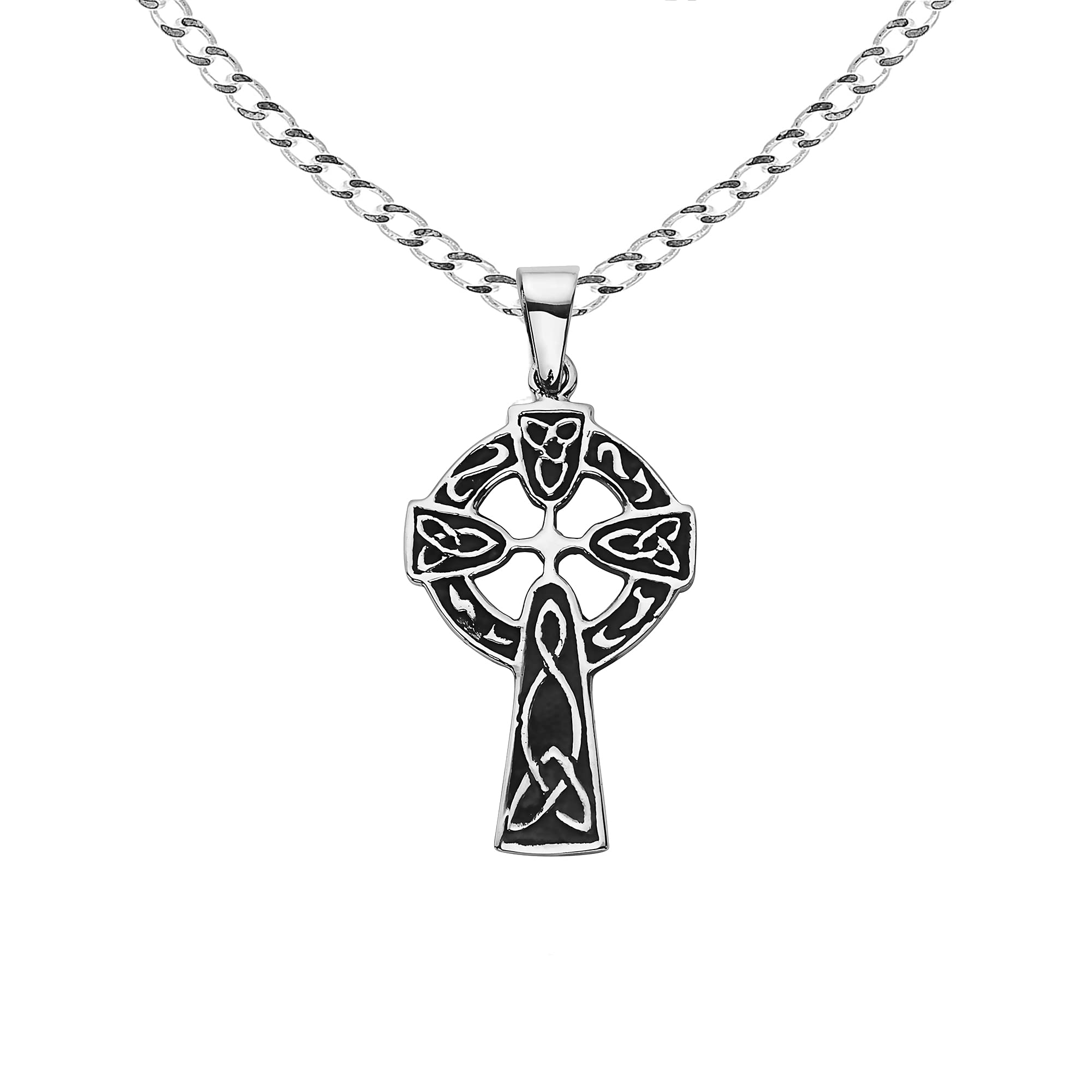 Ritastepens Sterling Silver Irish Celtic Cross Pendant Necklace - Elegant Religious Jewelry for Women, Perfect for Gifts, Weddings & Special Occasions