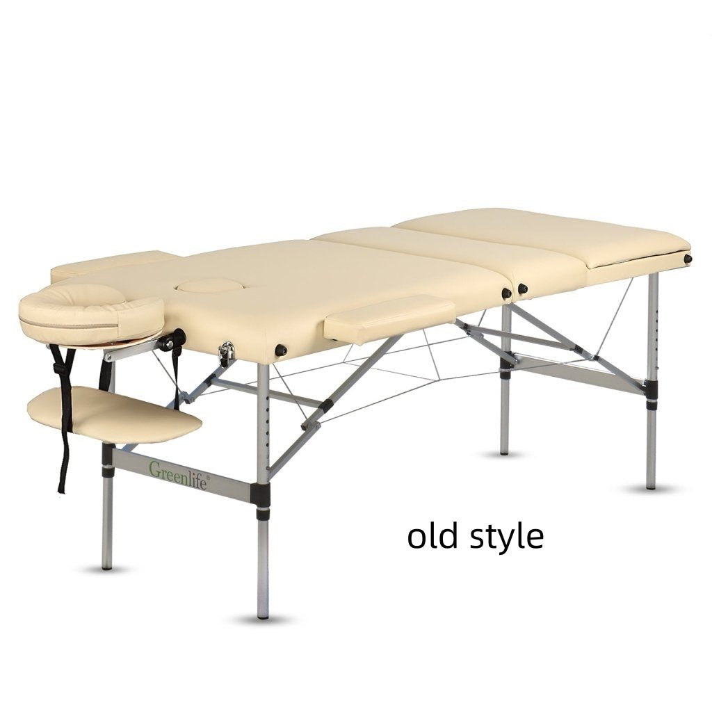 Greenlife Master 3-Section 5 Aluminum Portable Massage Table - Lightweight & Durable for Professional Therapists - Black/Cream (MTA132) - Perfect for Home Spa, Chiropractic Clinics & Mobile Massage Services